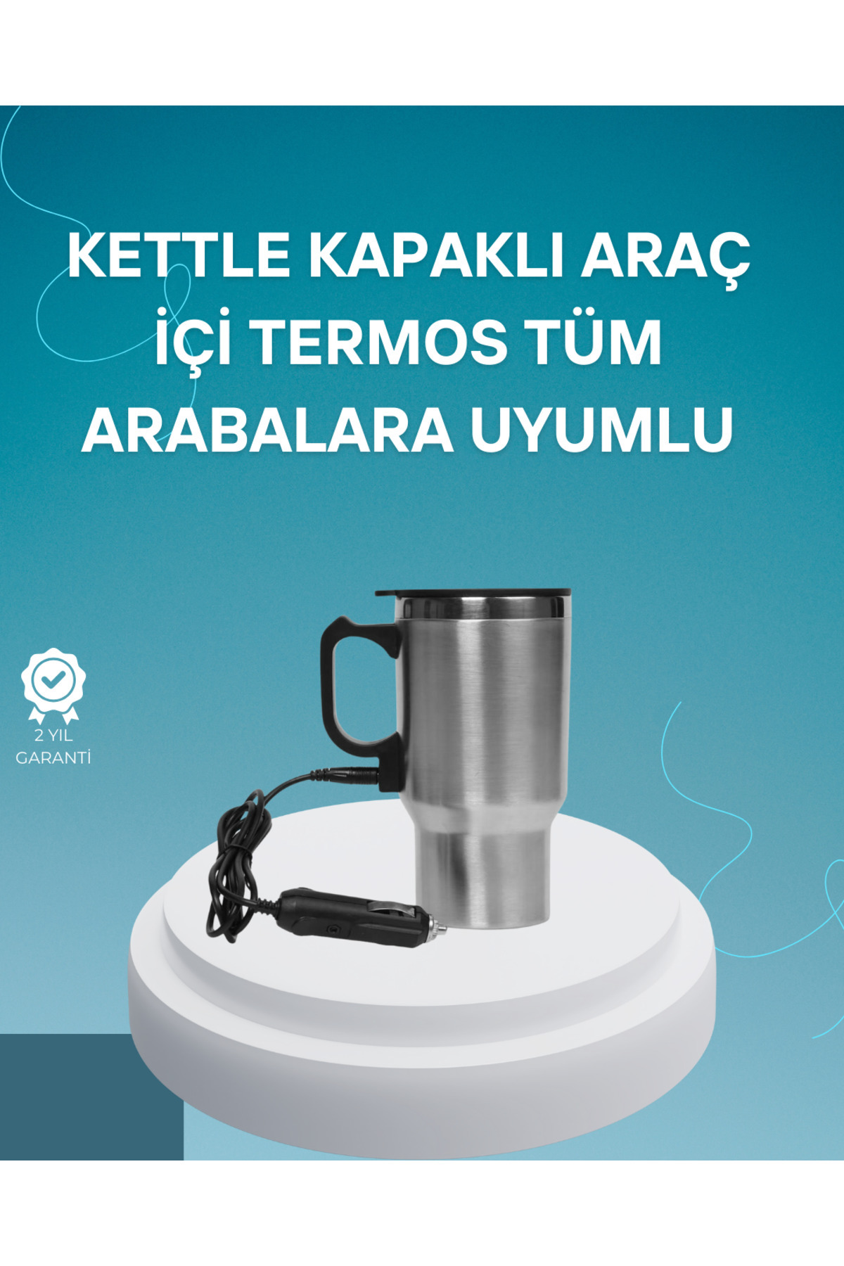 Marsilyan Seyahat Tipi Araç Çakmaklı Isıtıcı Çelik Termos Bardak - FKU4462-5052