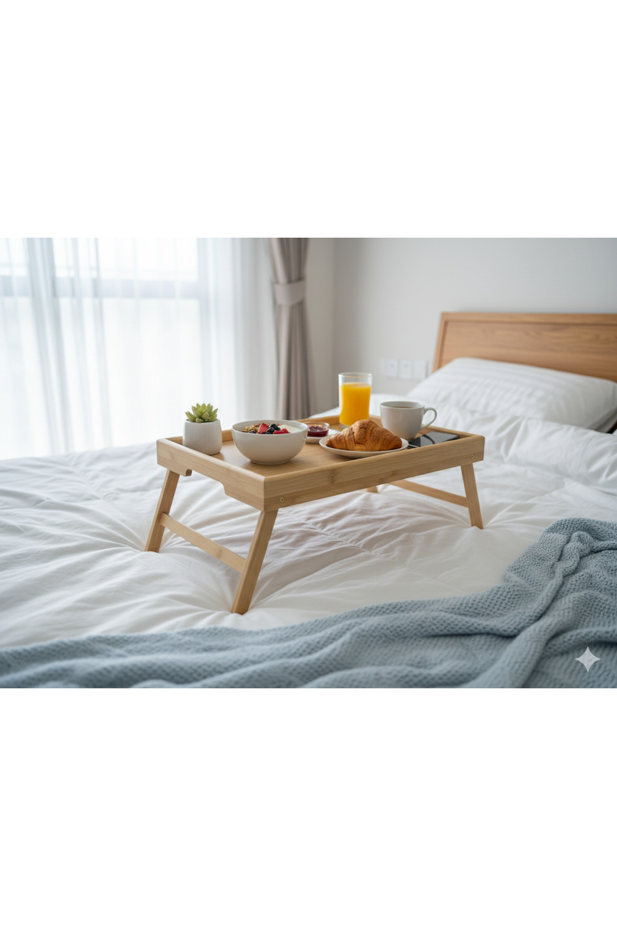 MihRes Katlanır Ayaklı Bambu Keyif Tepsisi