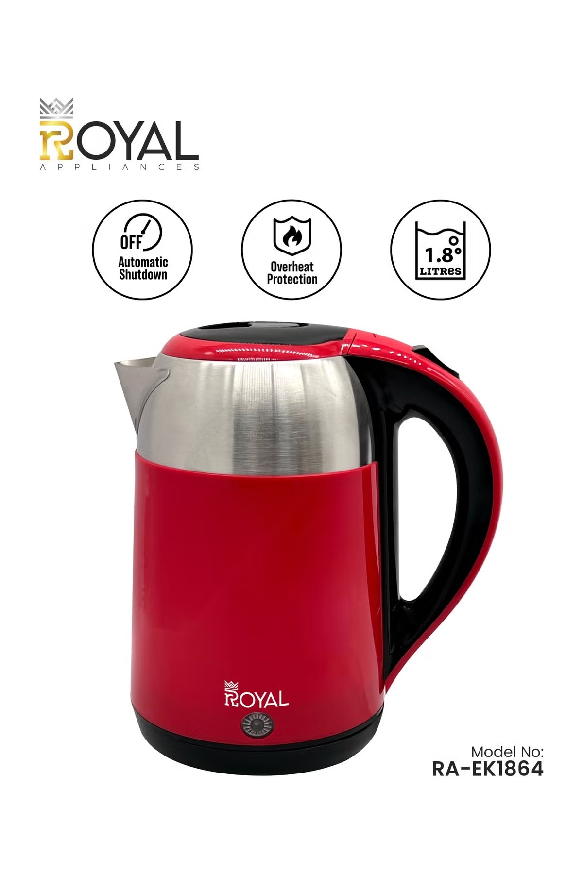 غلاية كهربائية بلاستيكية ببطانة ستانلس ستيل 1.8 لت...