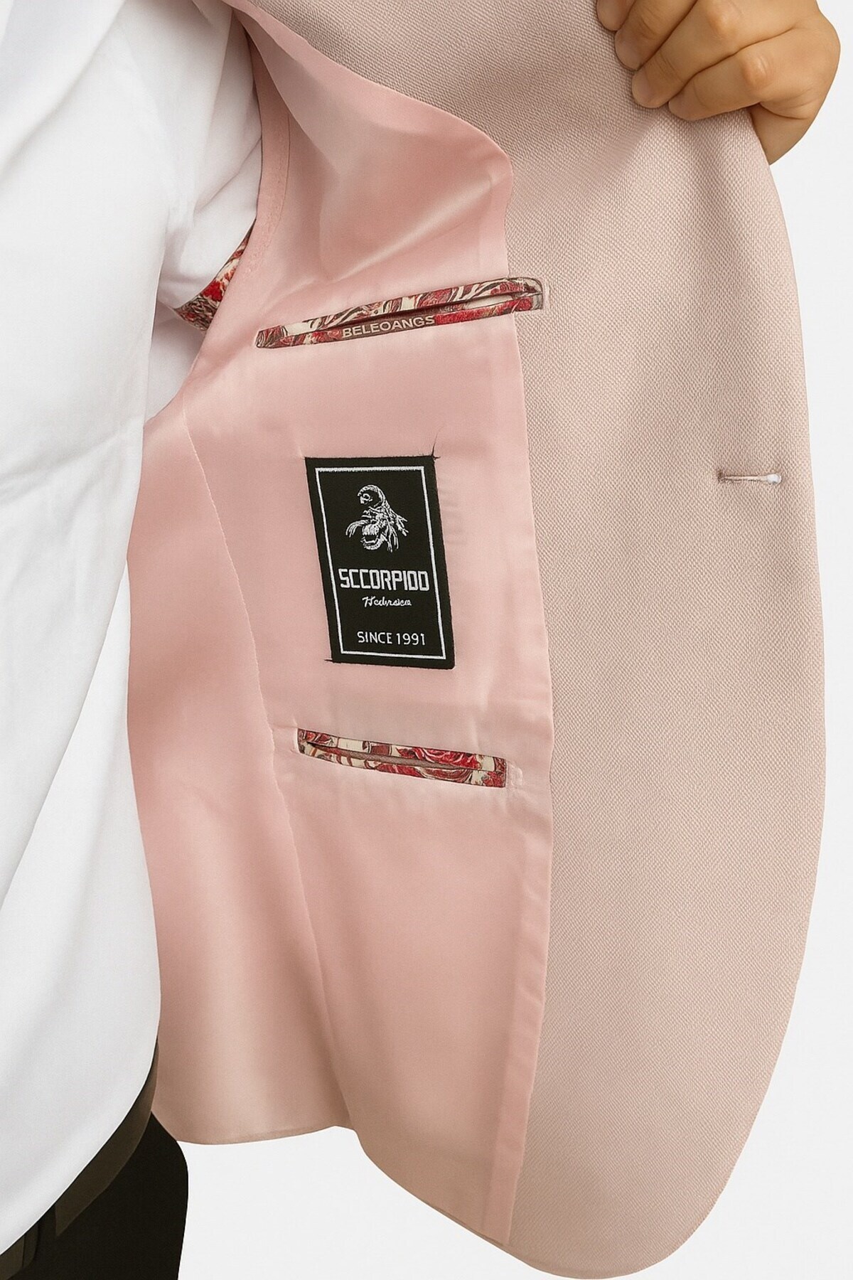 Plus Scorpion  Bordo Erkek İtalyan Kesim Blazer Ceket – Kol Yamali, Slim Fit, Şık ve Modern Tasa - Görsel 7