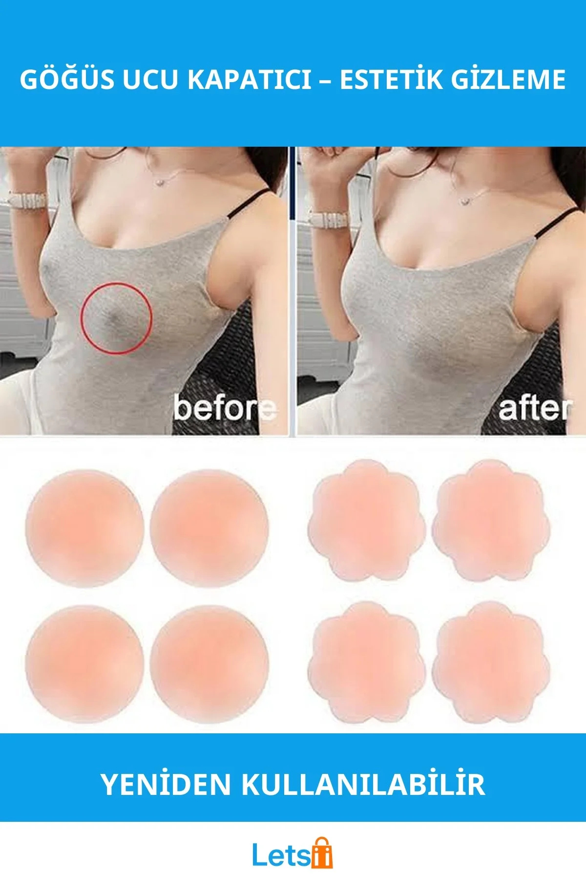 Letsii 100% Silikon Göğüs Ucu Kapatan Bandı 2 Adet