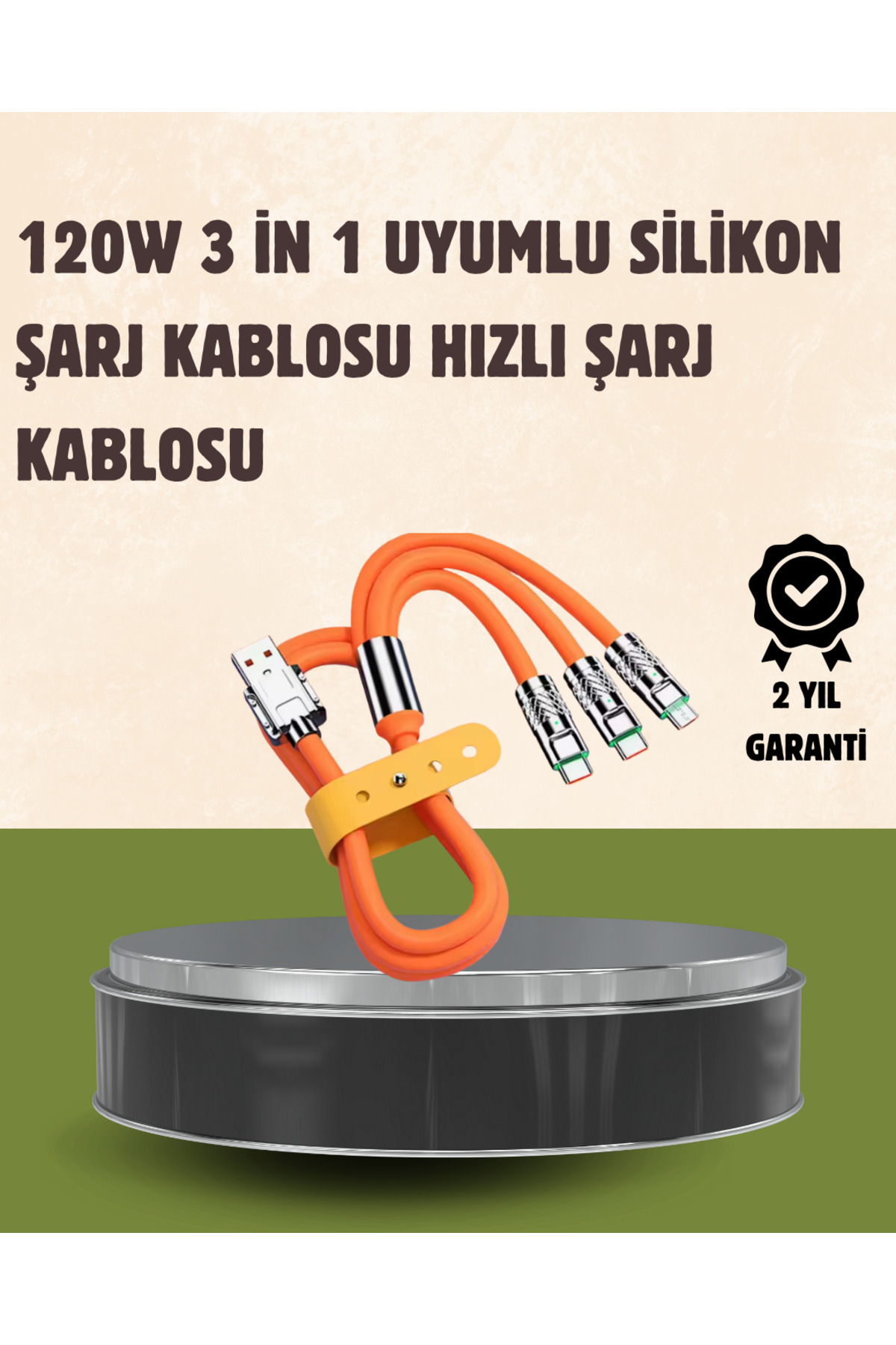ZERO LAND MTXDPN 120 W Şarj ve Veri Aktarımı Kablo– 3 Başlıklı Çok Amaçlı Kablo (164822) Yüksek Hızlı