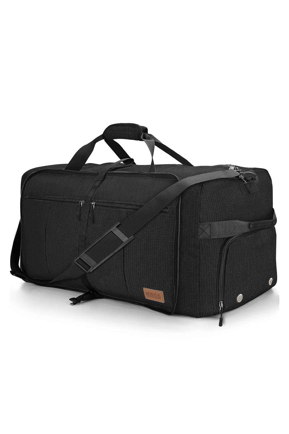 HAEGS Katlanabilir Seyahat Çantası, Unisex Bavul Valiz Büyük Boy El Bagajı Çantası 100L - Siyah