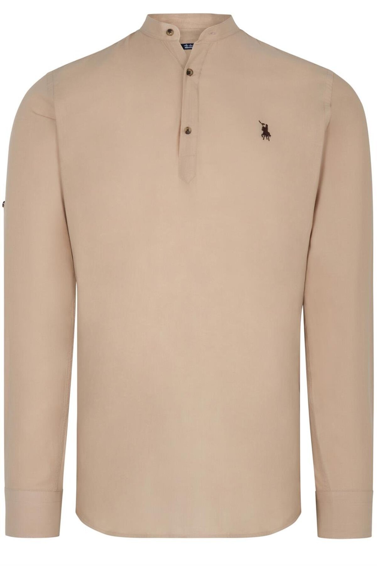 دوبری پیراهن مردانه یقه ایستاده G783 - بژ