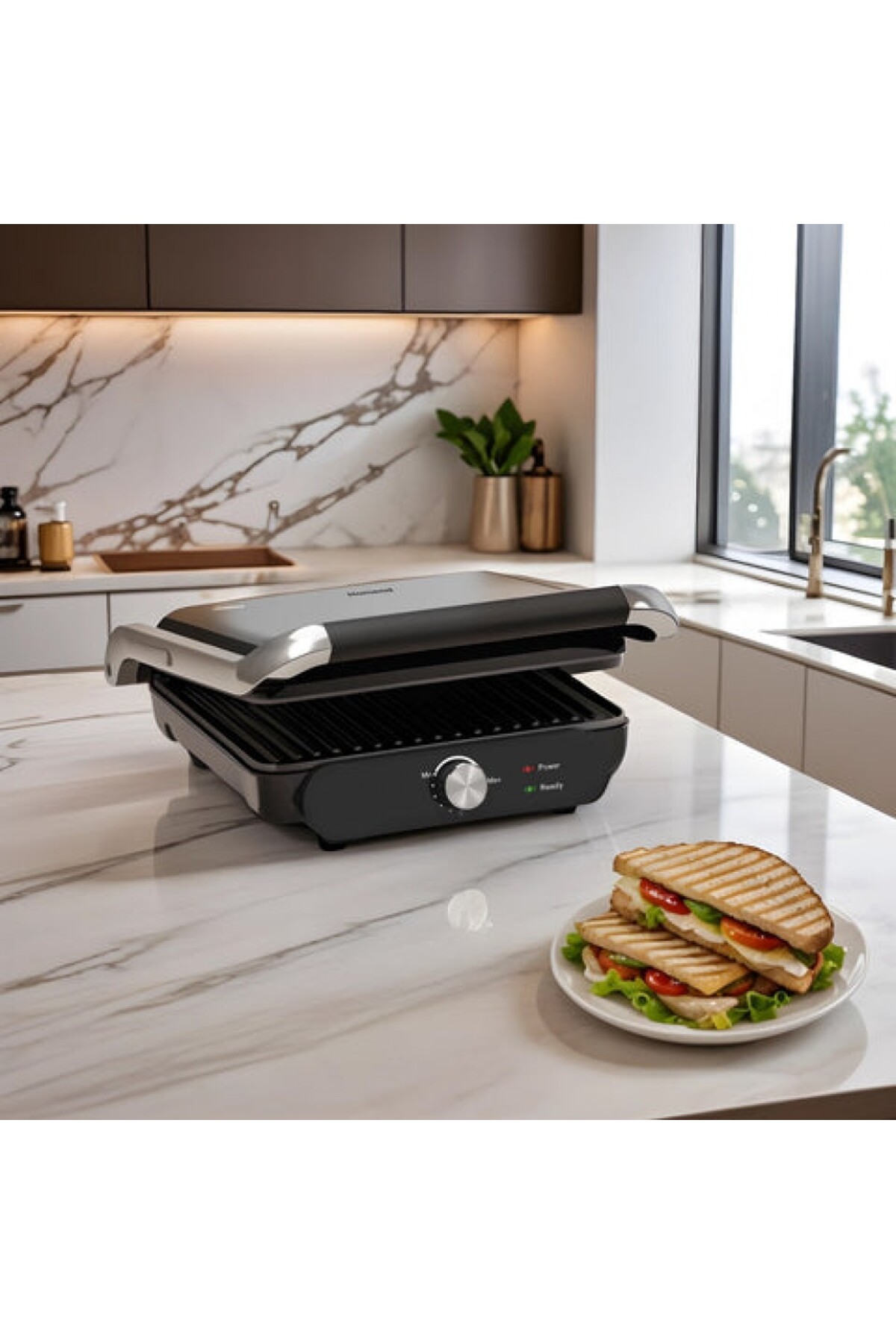 Grilliant 1366H Toaster und Grill mit herausnehmbarer Gusseisenplatte und Edelstahlgehäuse