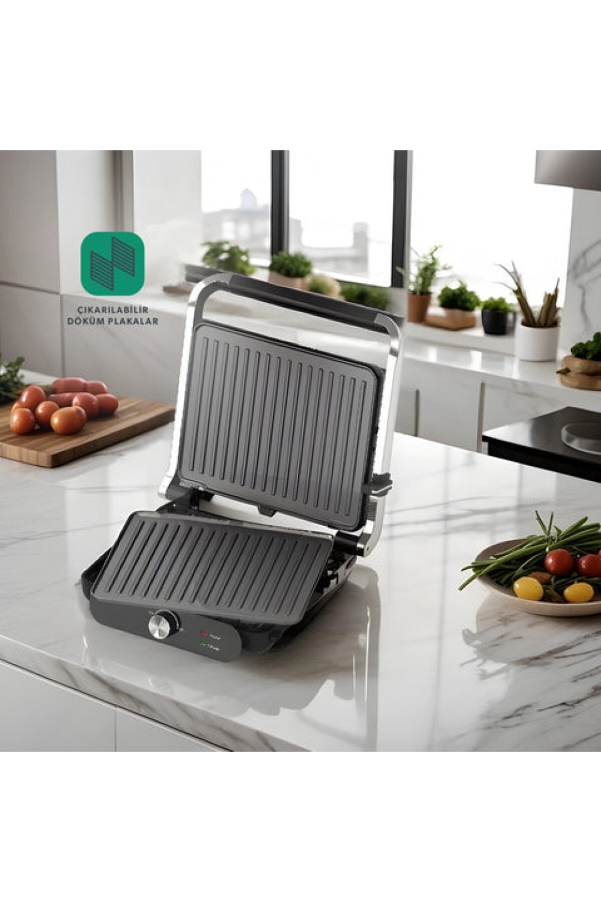 Grilliant 1366H Toaster und Grill mit herausnehmbarer Gusseisenplatte und Edelstahlgehäuse