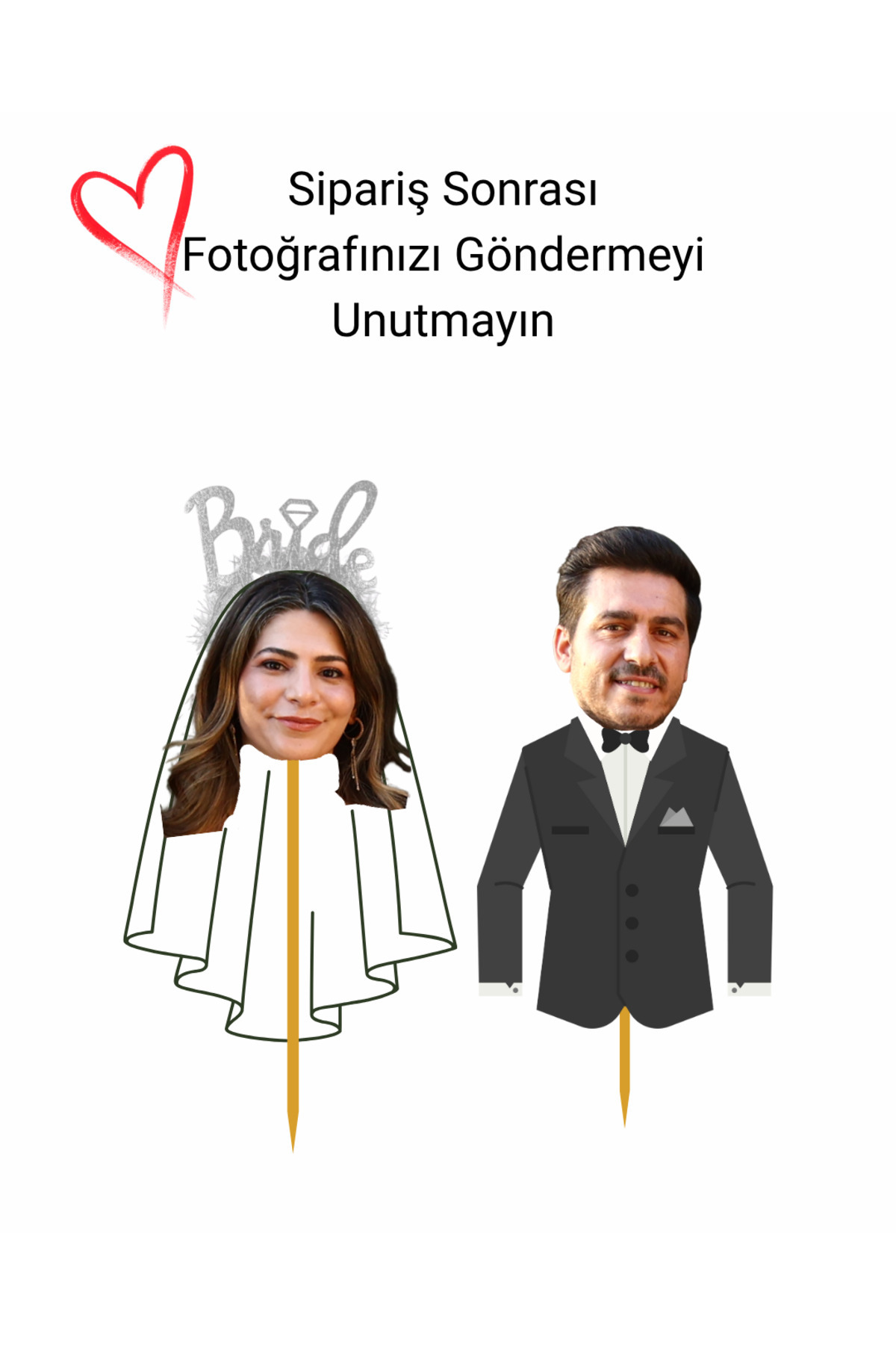 12 Adet Bekarlığa Veda Partisi Bride To Be Kişiye Özel Fotoğraflı Parti Kürdan Pasta Süsü
