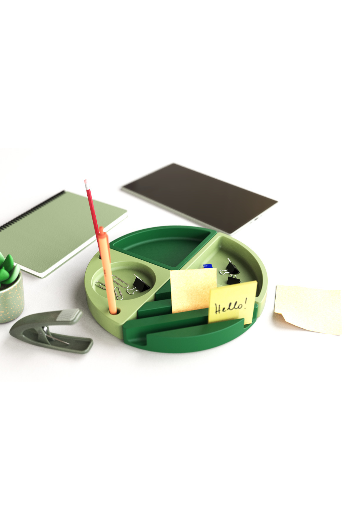 Elarıo Manyetik Modüler Yeşil Renkli Masaüstü Düzenleyici Kalemlik ve Kırtasiye Seti