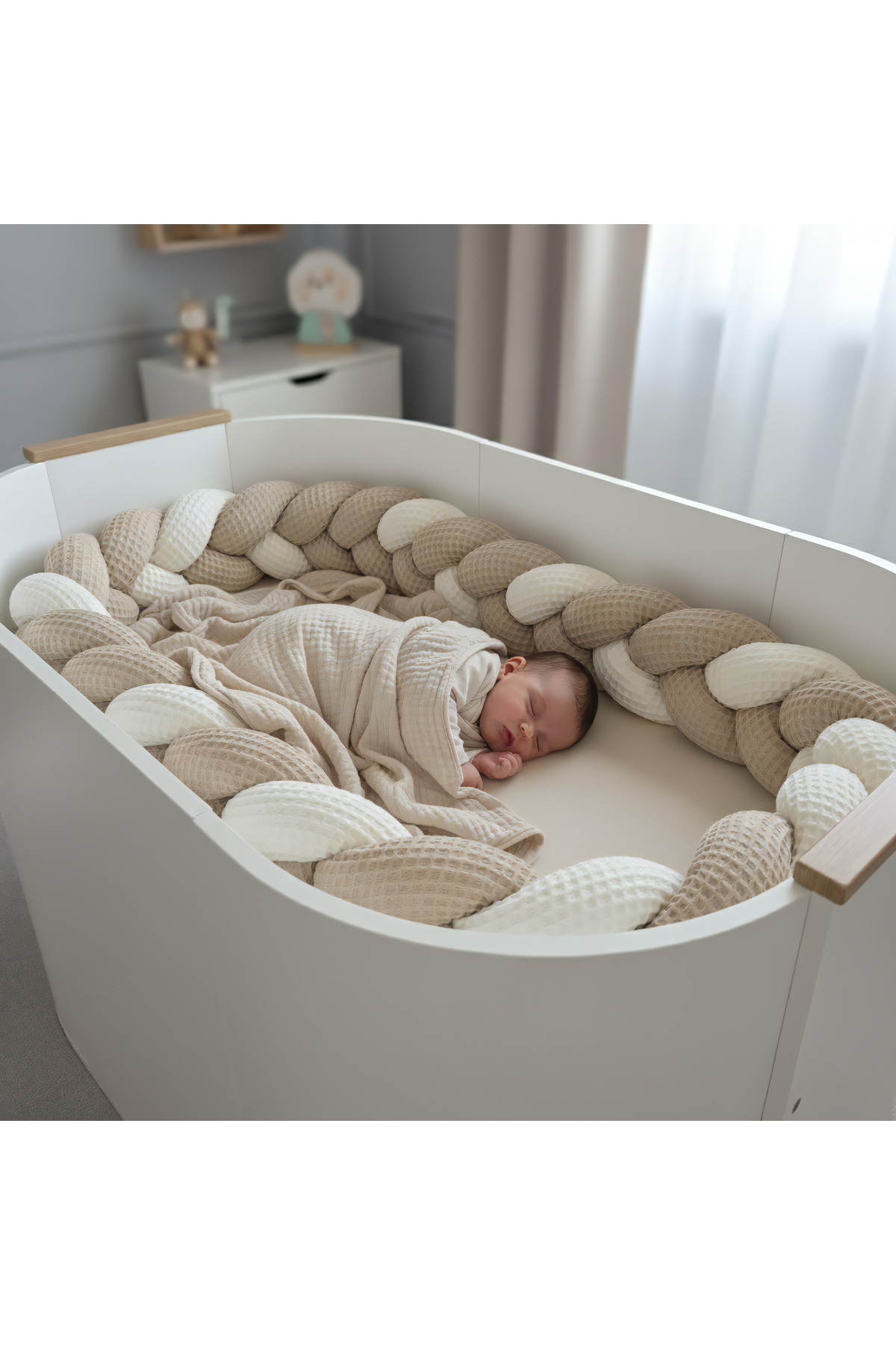 Baby Étoile Beşikler İçin Örgü Kenar Koruma - Petek Pike Kumaş