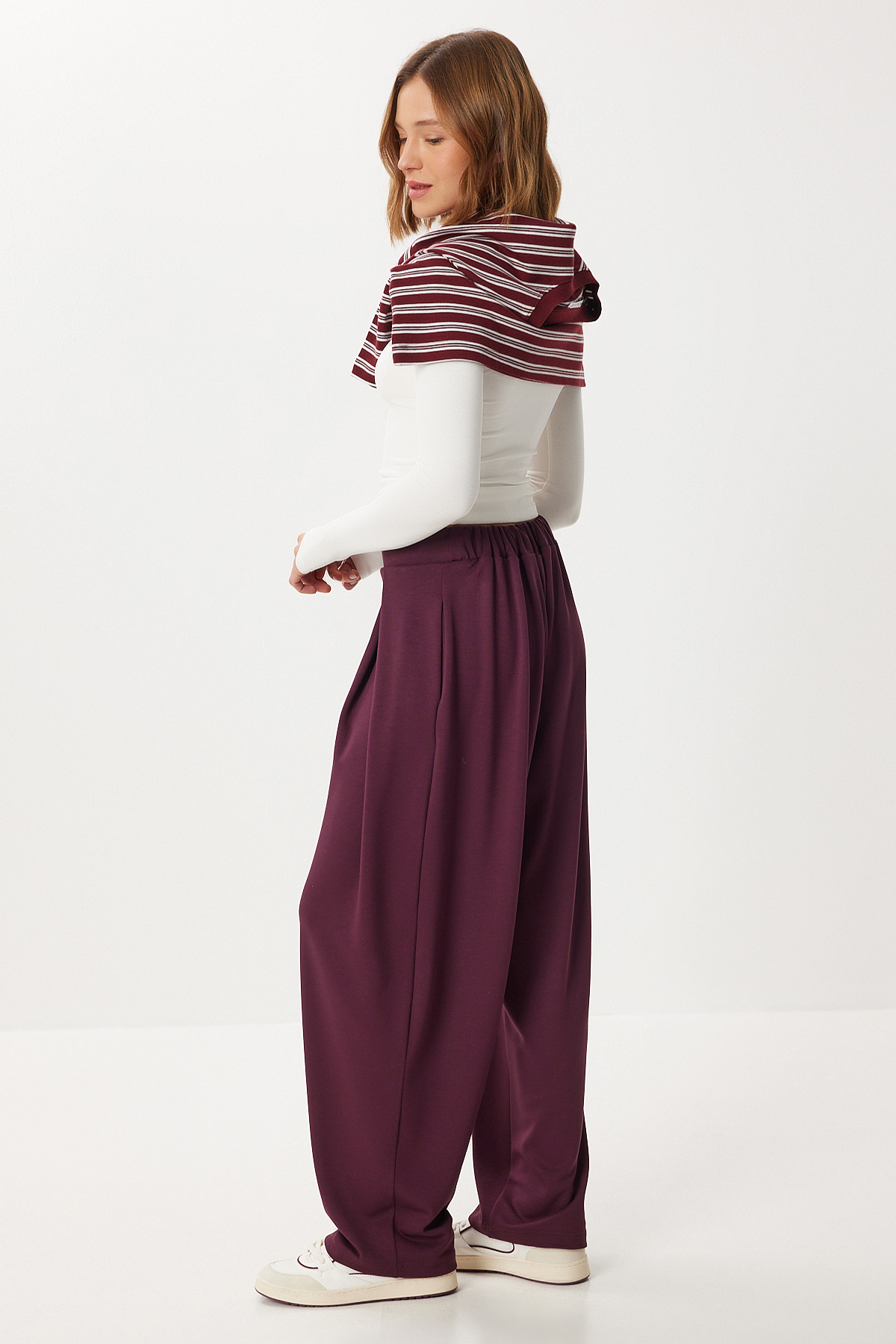 Lovelyİstanbul Yumuşak Modal Pileli Eşofman Altı LCI0044 MÜRDÜM