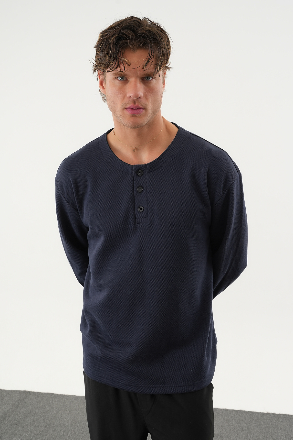 TAREN Oversize Erkek Kışlık Düğmeli Sweatshirt — 5