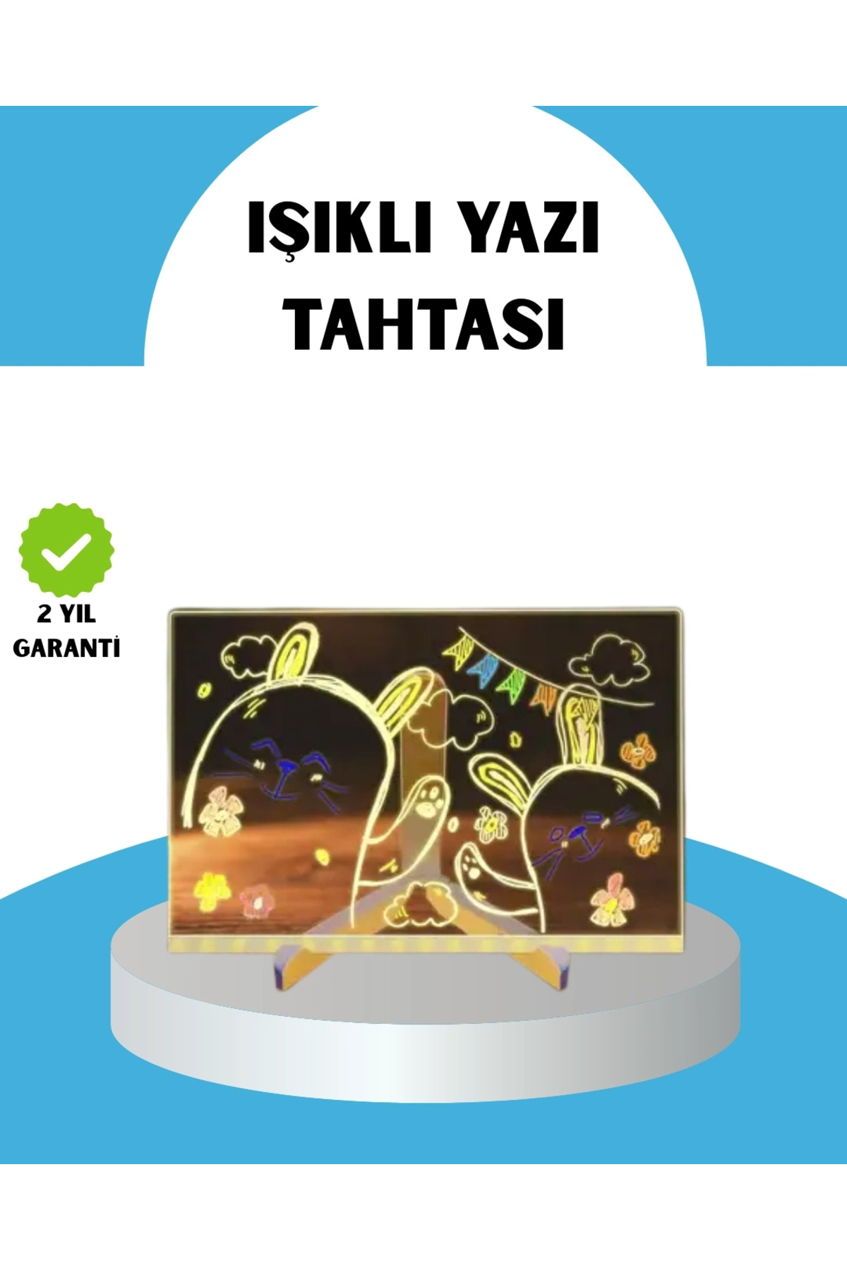 BYDNZ SHOP Silinebilir LED Mesaj Tahtası 7 Renkli Kalem Dahil