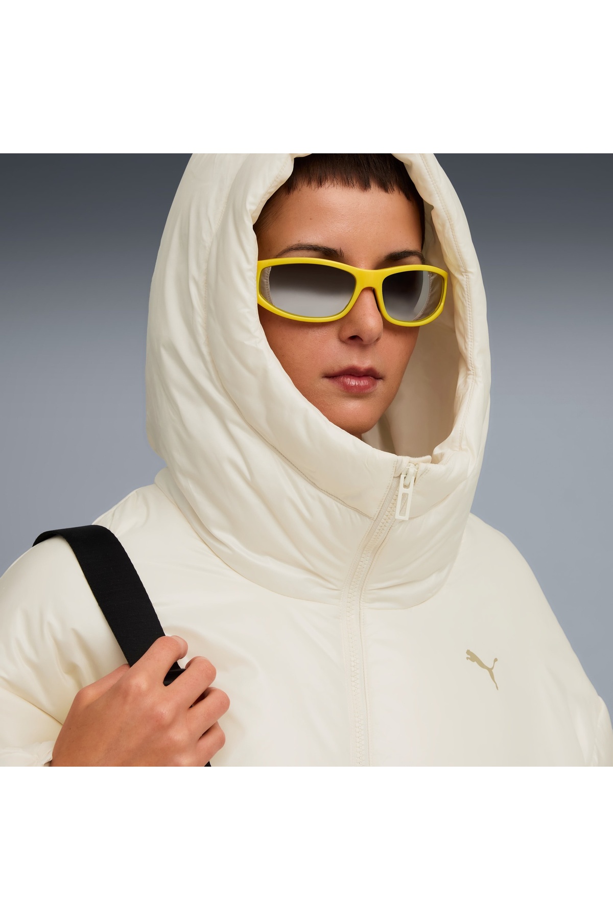 Puma Shiny Hooded Padded Jacket Krem Kadın Mont görsel 2