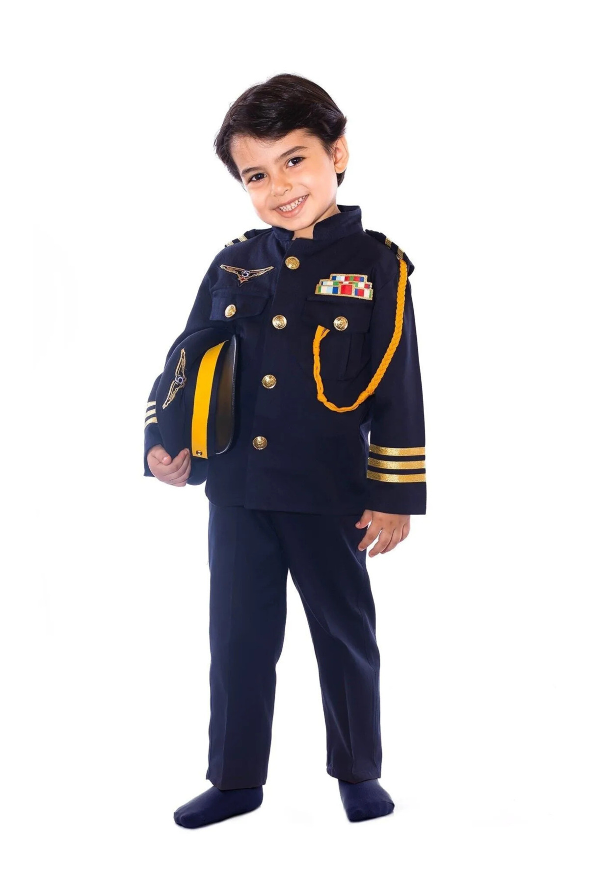 Canjet Lacivert Pilot Çocuk Kostümü Çocuk Kıyafeti-Özel tören-Okul kostümü-Festival parti kostümü-unisex