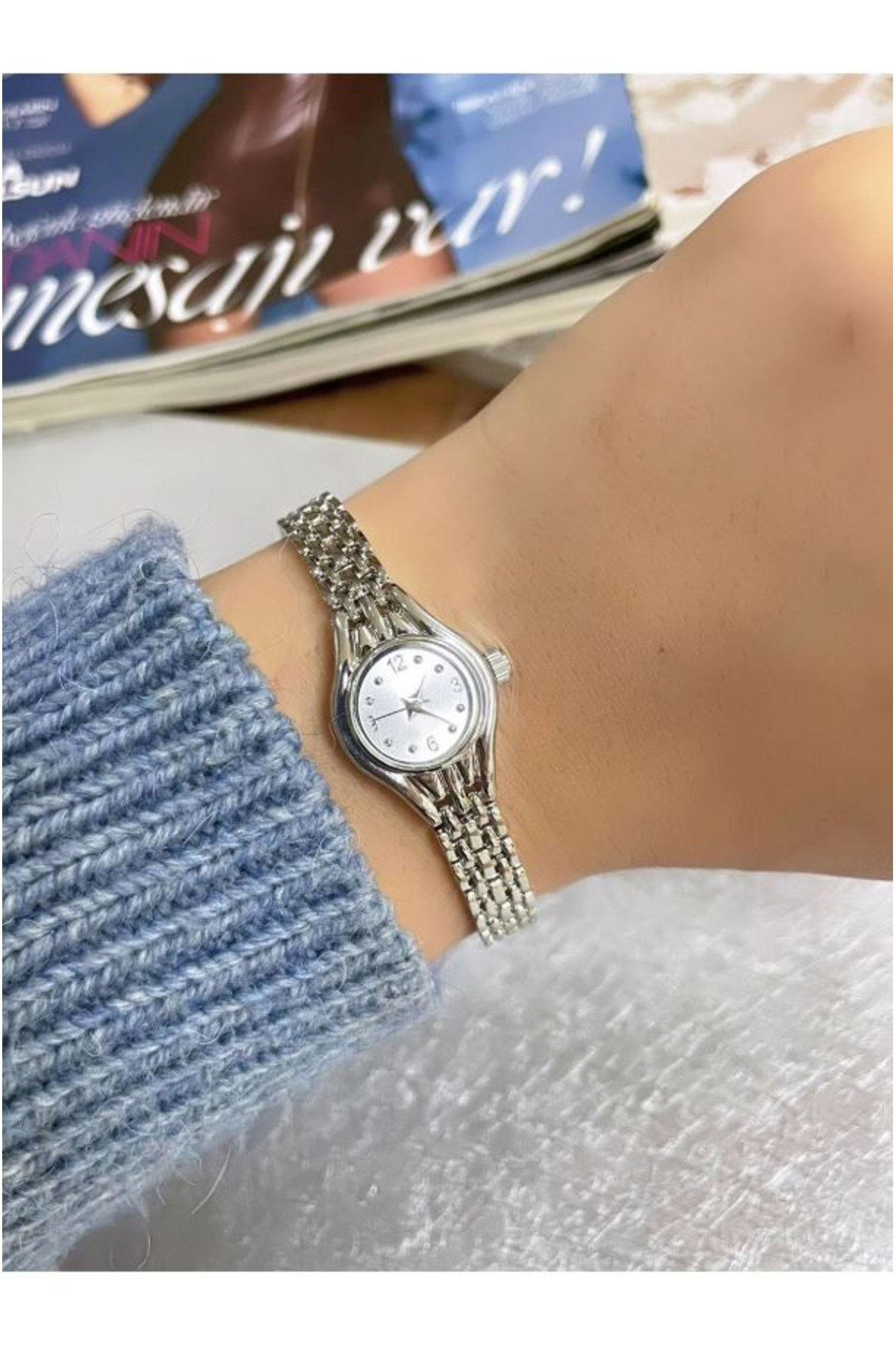 SPECTRUM PREMİUM  Spectrum Mini Minimal Kasa Yuvarlak Kadran Metal Kordon Kadın Kol Saati - Görsel 2