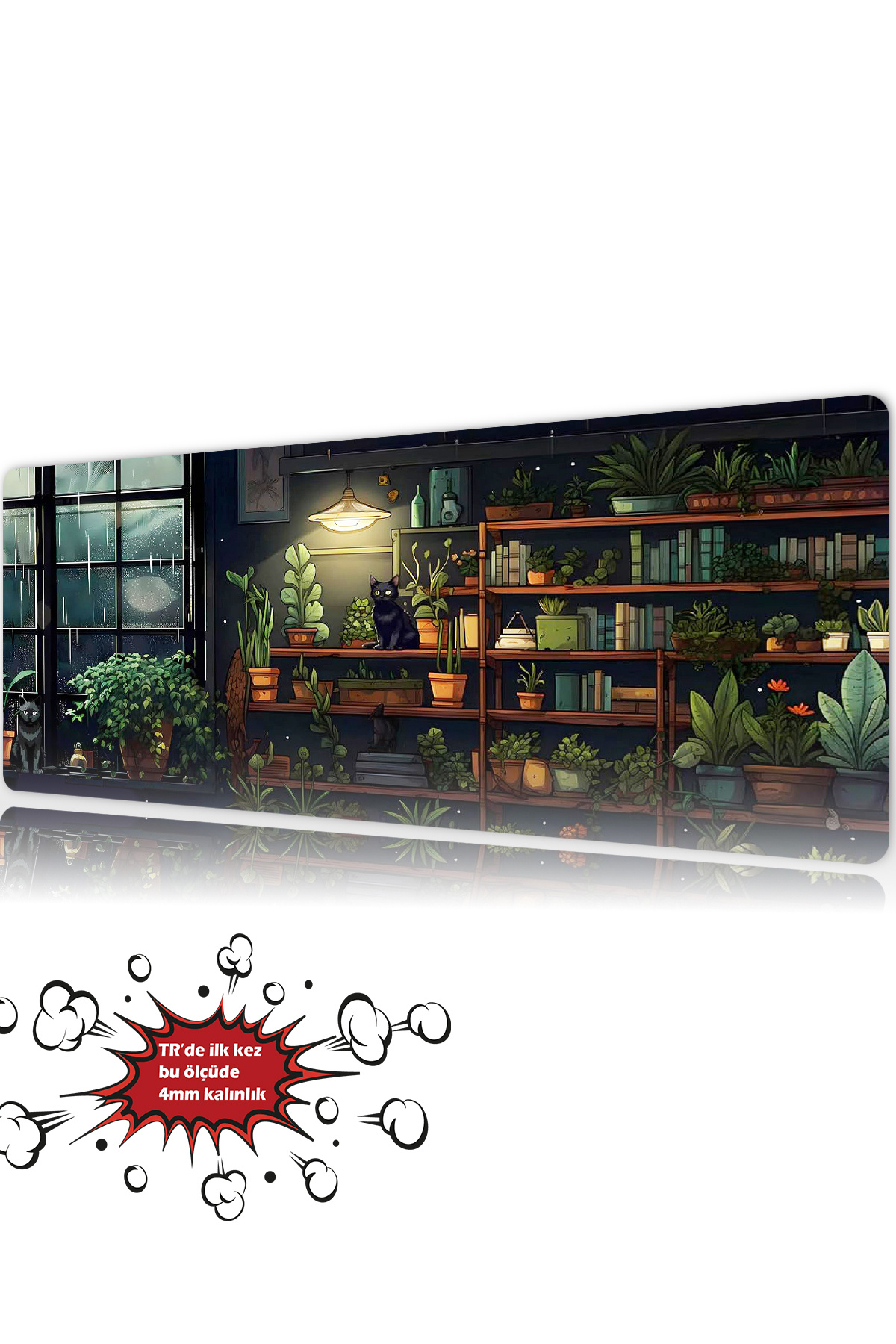 The Botanist's Cat 90x40 4MM Thick Premium Gaming player mousepad, Anti Slip XXL mouse pad