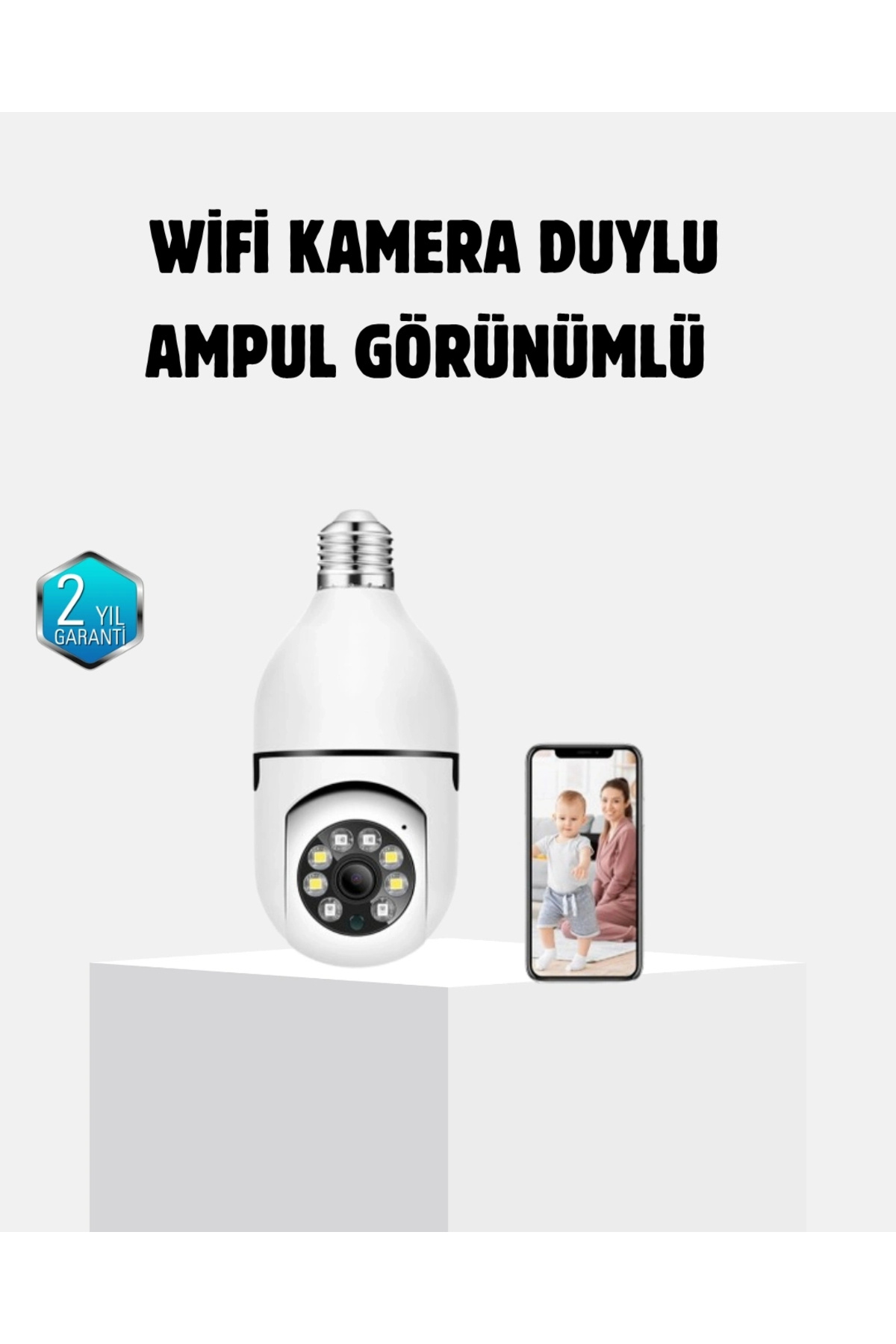 BYDNZ SHOP 360 Derece Dönebilen Akıllı Duylu Kamera – PTZ, Uzaktan Kontrol, Hareket Algılama