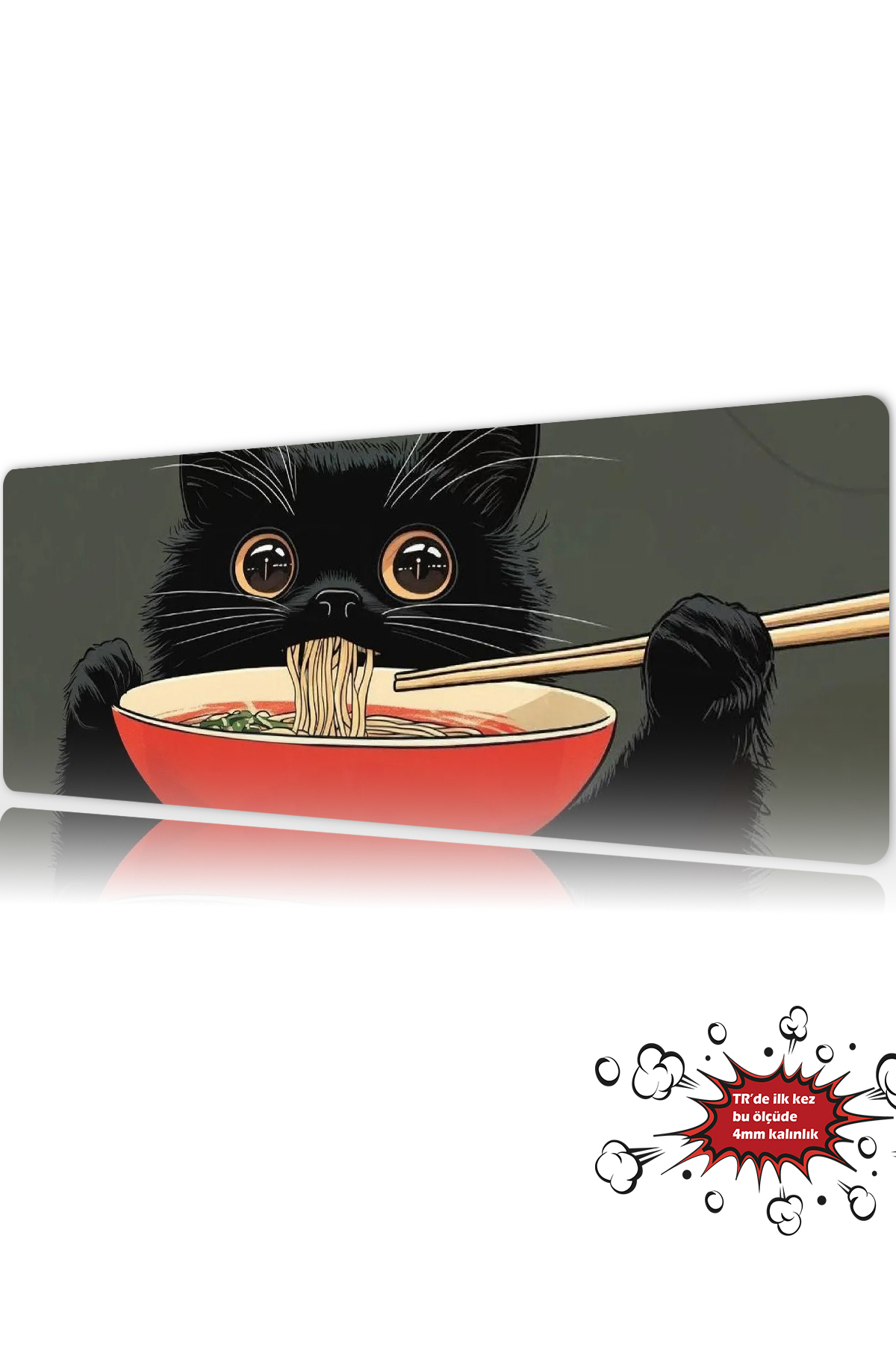 Noodle Cat 90x40 4MM Thickness (first in TR) Premium Gaming player mousepad, Anti Slip XXL mouse pad