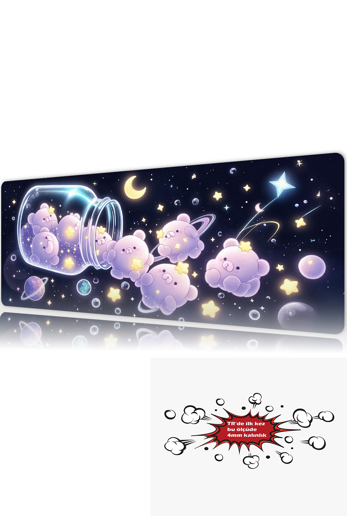 Starry Bears 90x40 4MM Thickness (first in TR) Premium Gaming player mousepad, Anti Slip XXL mouse pad