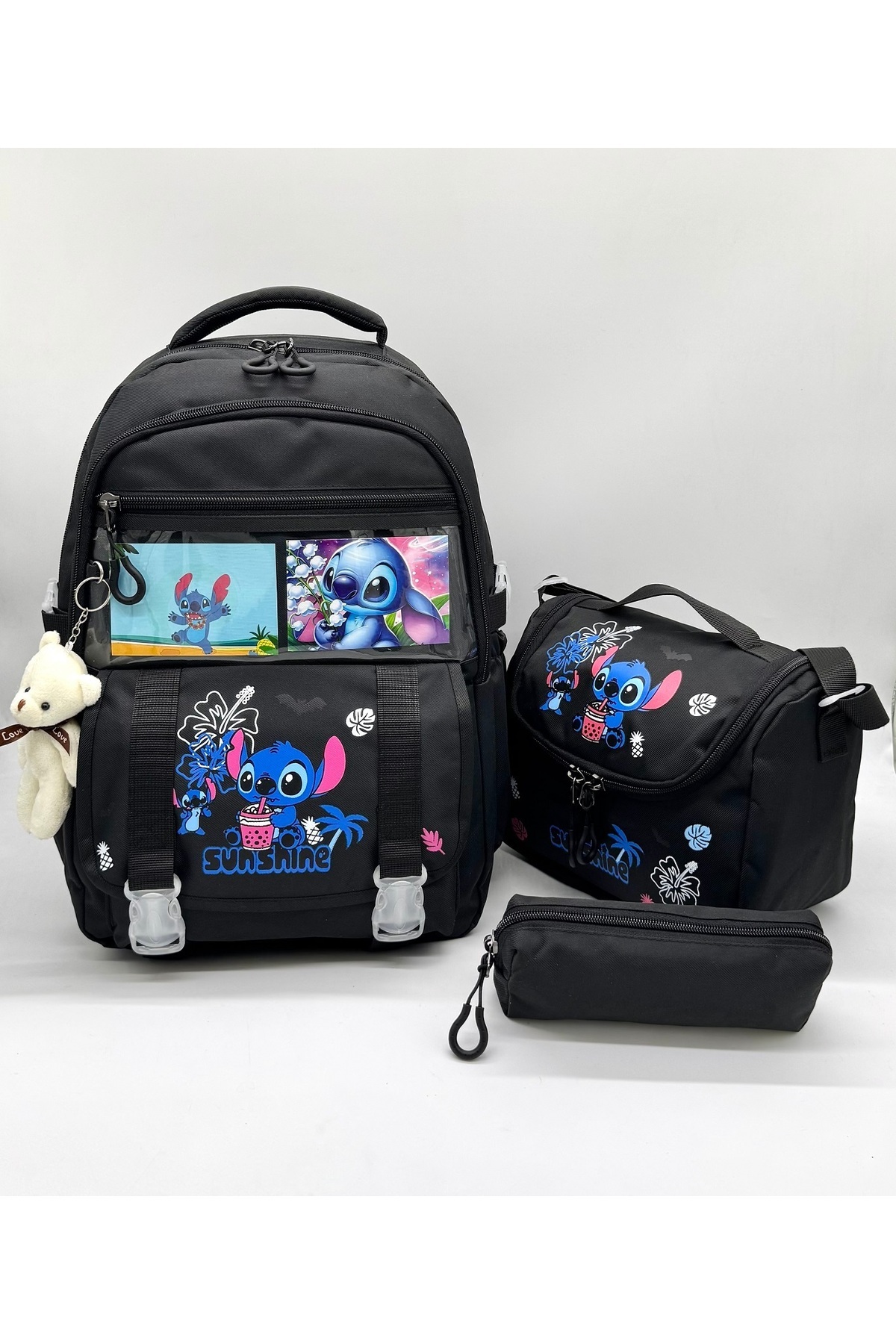 ms mixxstore Kore Tarzı Aksesuarlı Termal Beslenmelik ve Kalemlikli Kız Çocuk Sırt Okul Çantası Seti