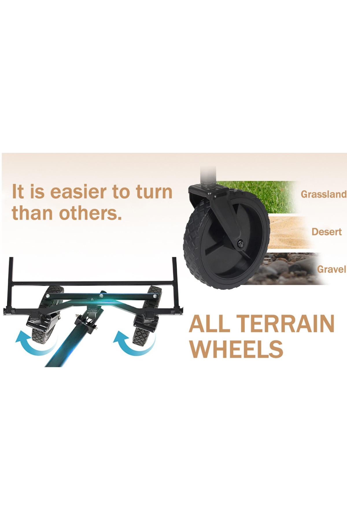 🛒 عربة تخييم قابلة للطي لجميع التضاريس بمقبض قابل للتعديل وفرامل – تصميم عملي للتنقل بكل راحة 200كج
