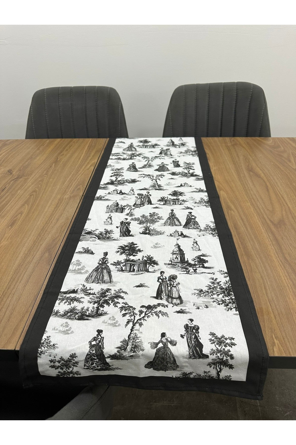 Toile De Jouy Paris Runner 40x110cm | 100% Cotton Digital Printed Tablecloth | Classic French Style