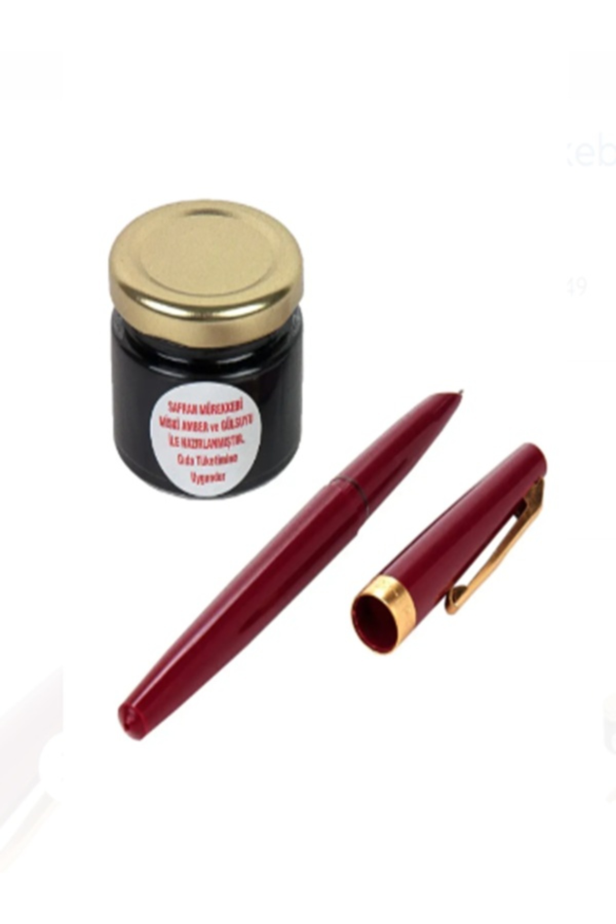 BİLGİ KİTABEVİ Büyük Kırmızı Safran Mürekkebi ve Safran Kalemi Seti Dolma Kalem 40 gr Orjinal Safran dua