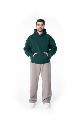 TİMSHEL ERKEK KAPŞONLU KANGRU CEPLİ SWEATSHİRT OWERSİZE HOODİE NEFTİ YEŞİL