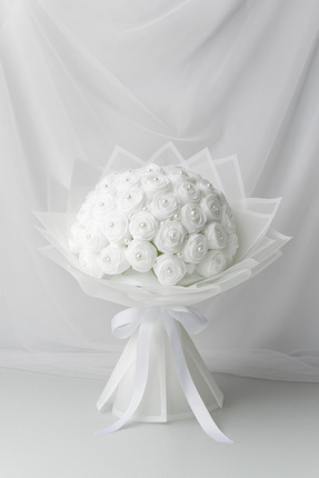 Bioren Kız İsteme Çiçeği İncili Lüks Söz Nişan Buketi Solmayan Yapay Beyaz gü...