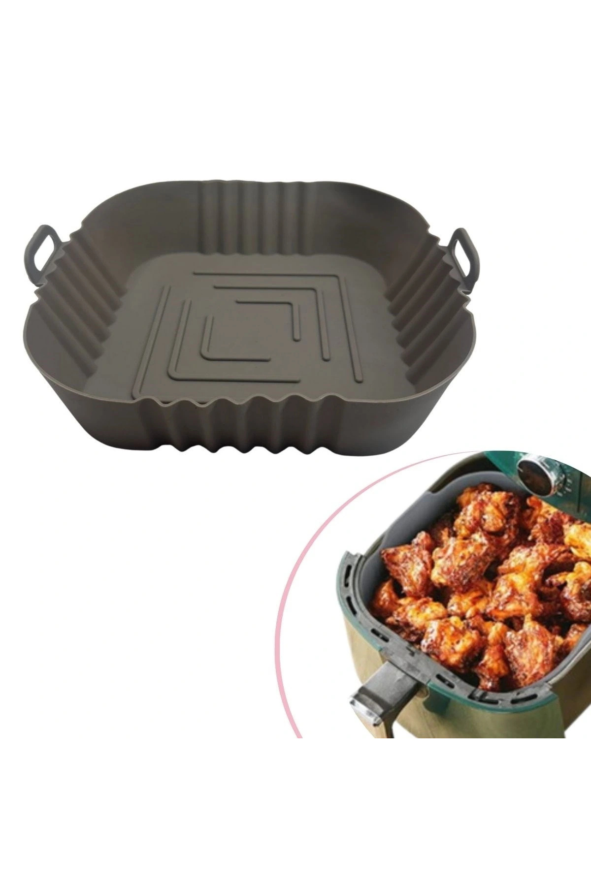 shopwave Renkli Isıya Dayanıklı Yıkanılabilir Silikon Fırın Ve Airfryer Kare Model Pişirme Matı 20 Cm (5047)