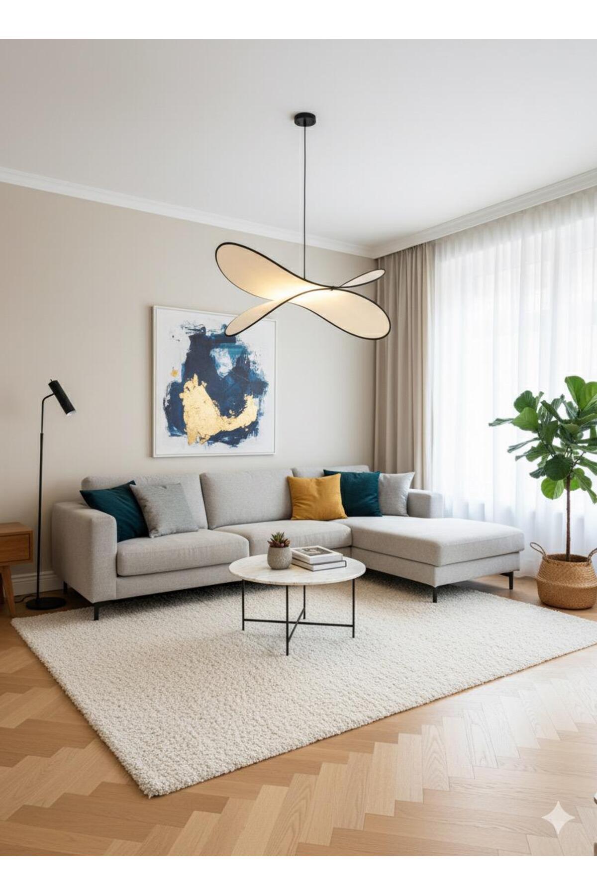 Modern Design Butterfly Pendant Cream Fabric Living Room Kitchen Living Room Chandelier