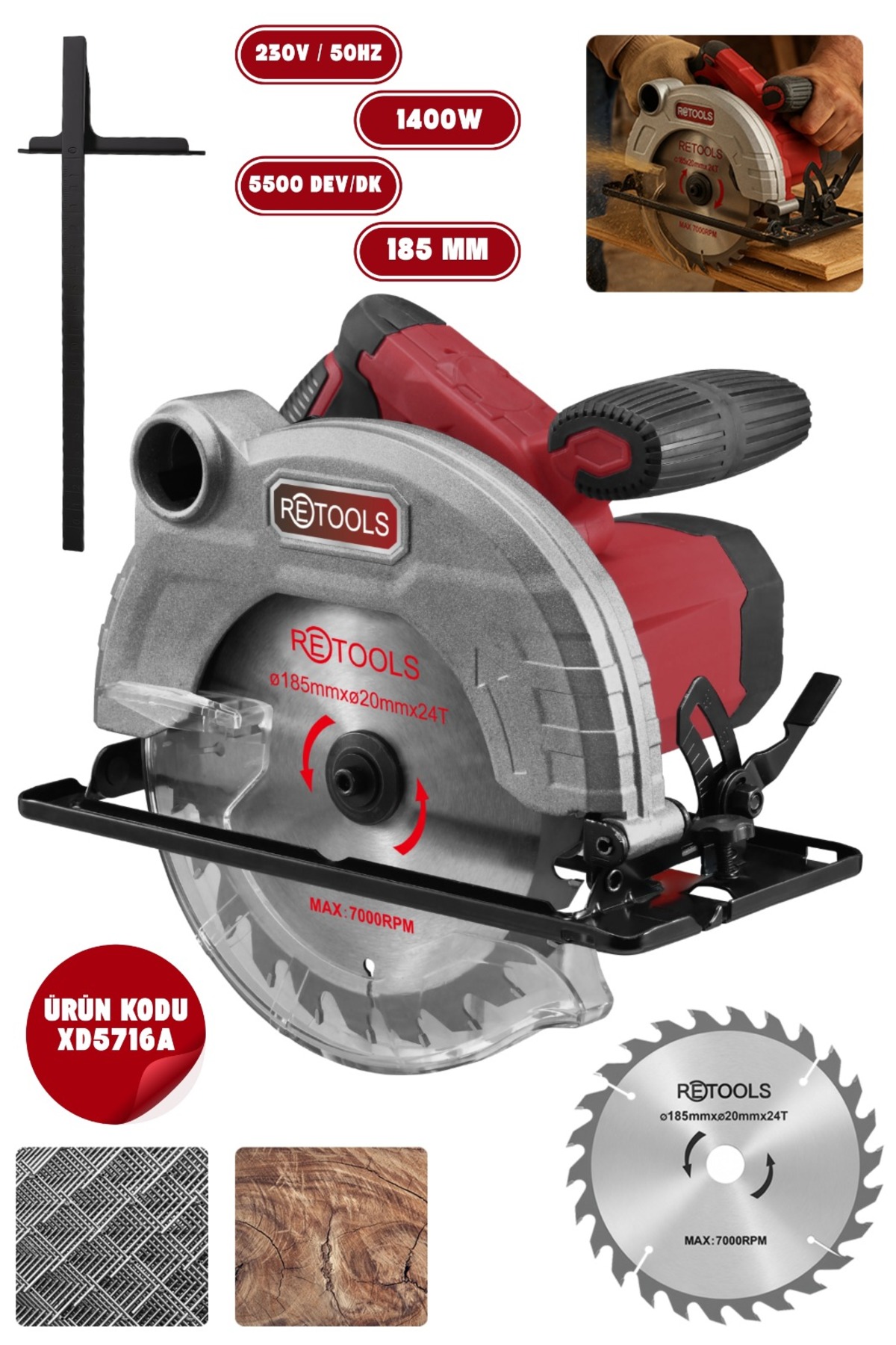 RETOOLS XD5716A 1400W 185 MM DAİRE TESTERE - Fiyatı, Yorumları