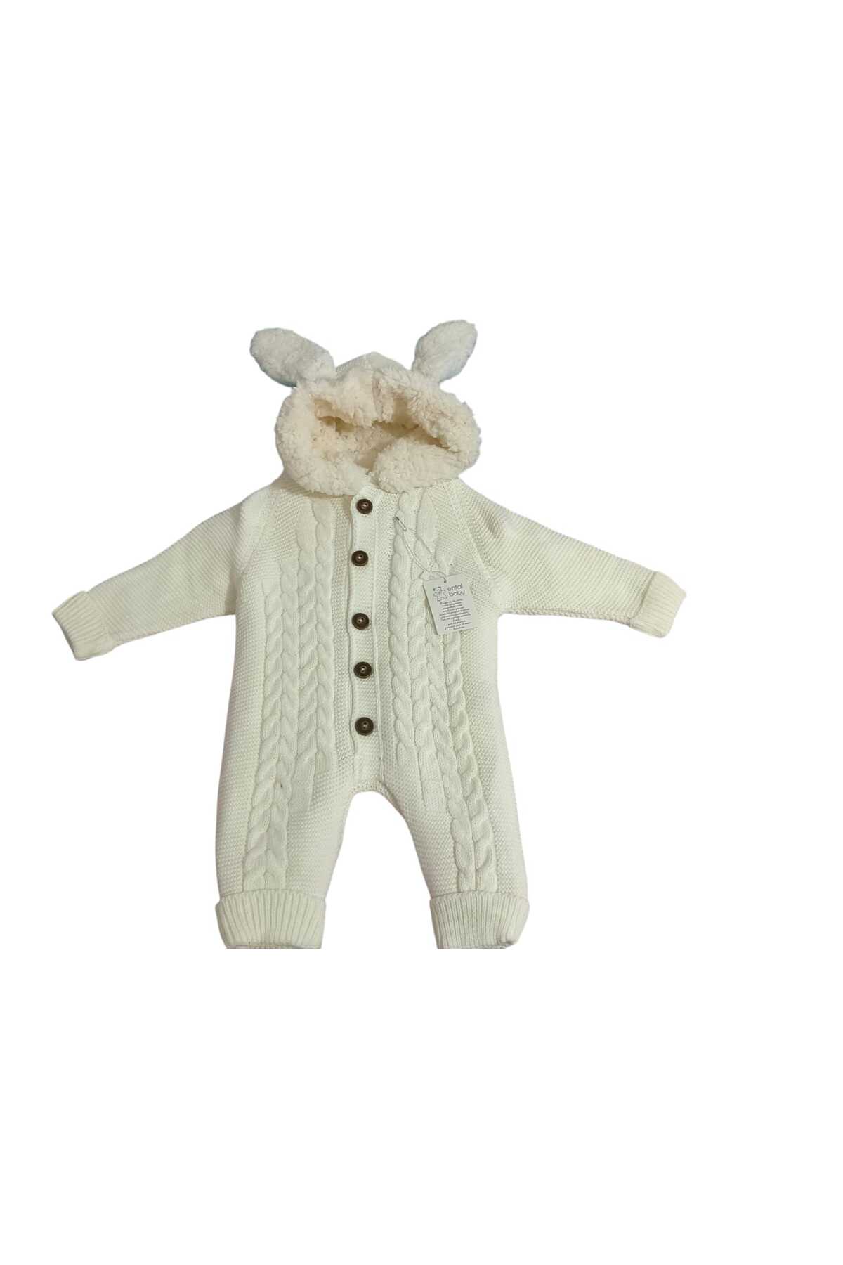 Enfal Wersoft 3 iplik Triko Patiksiz ve Kapişonlu Tavşan Kulaklı Kışlık Tulum fotoğrafı 3 (önizleme)