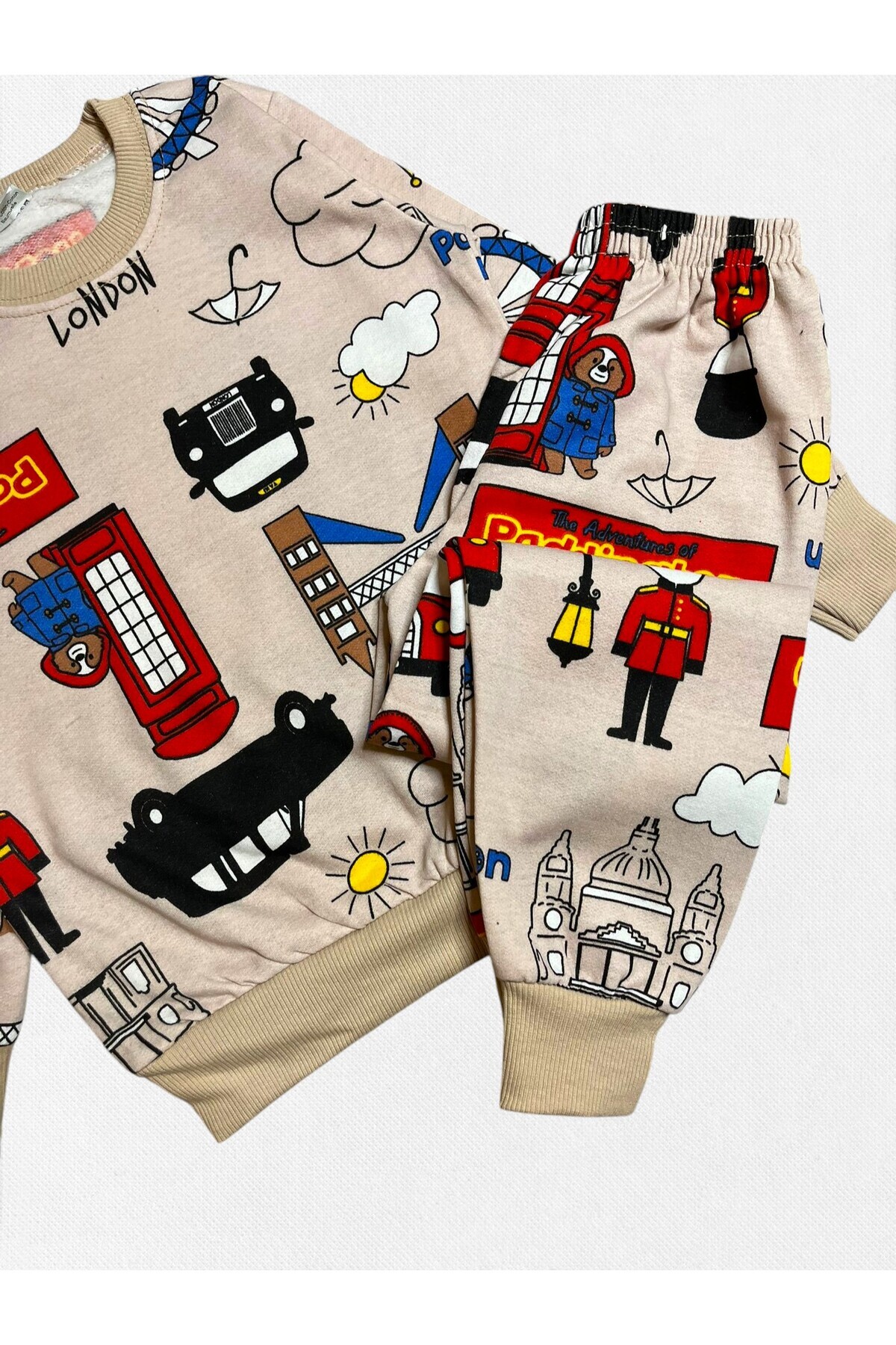 Fil Kids Erkek Çocuk %100 Pamuklu Bej Renk Londra Desenli Uzun Kollu Şardonlu Kışlık Pijama Takımı fotoğrafı 3 (önizleme)