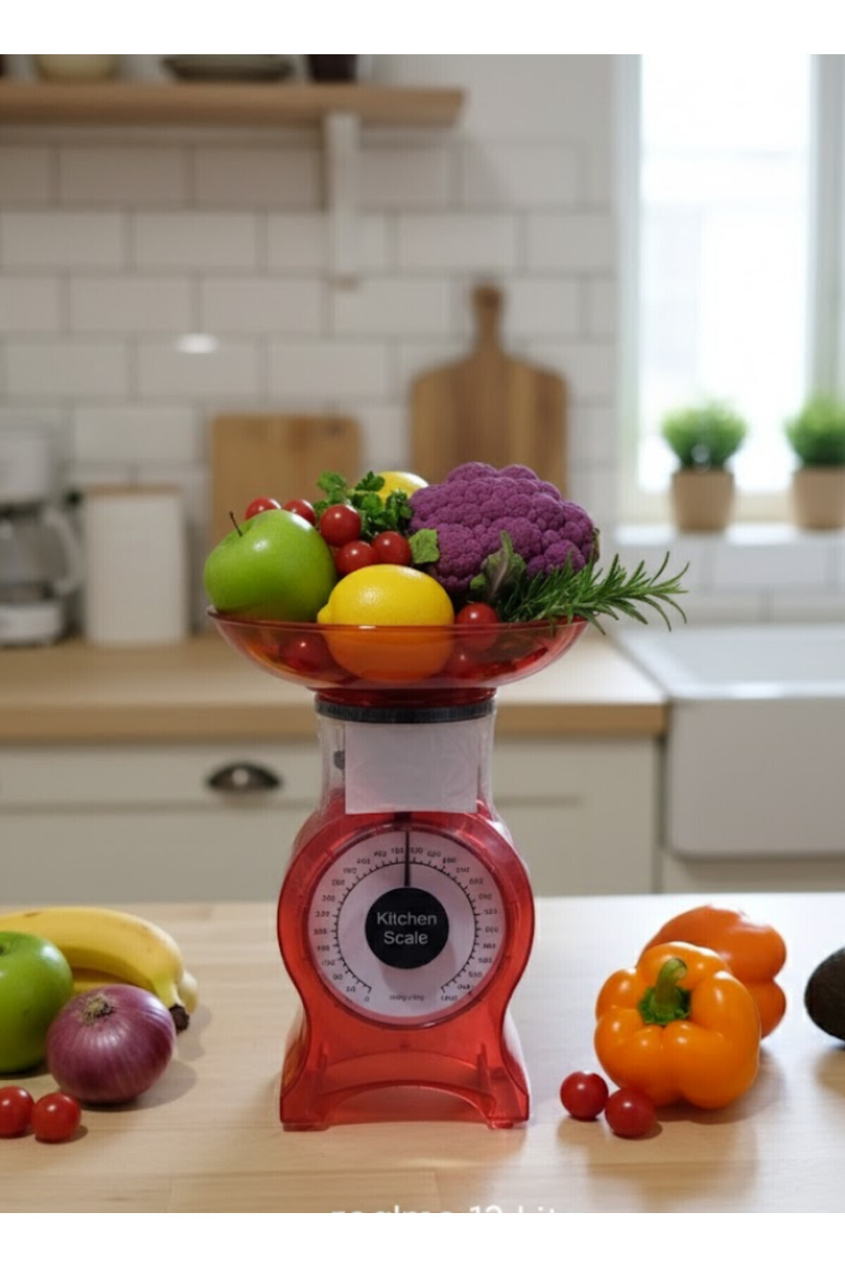 abnturk Mekanik Kırmızı Mutfak terazisi 1 Kg Kapasiteli Mutfak Terazisi