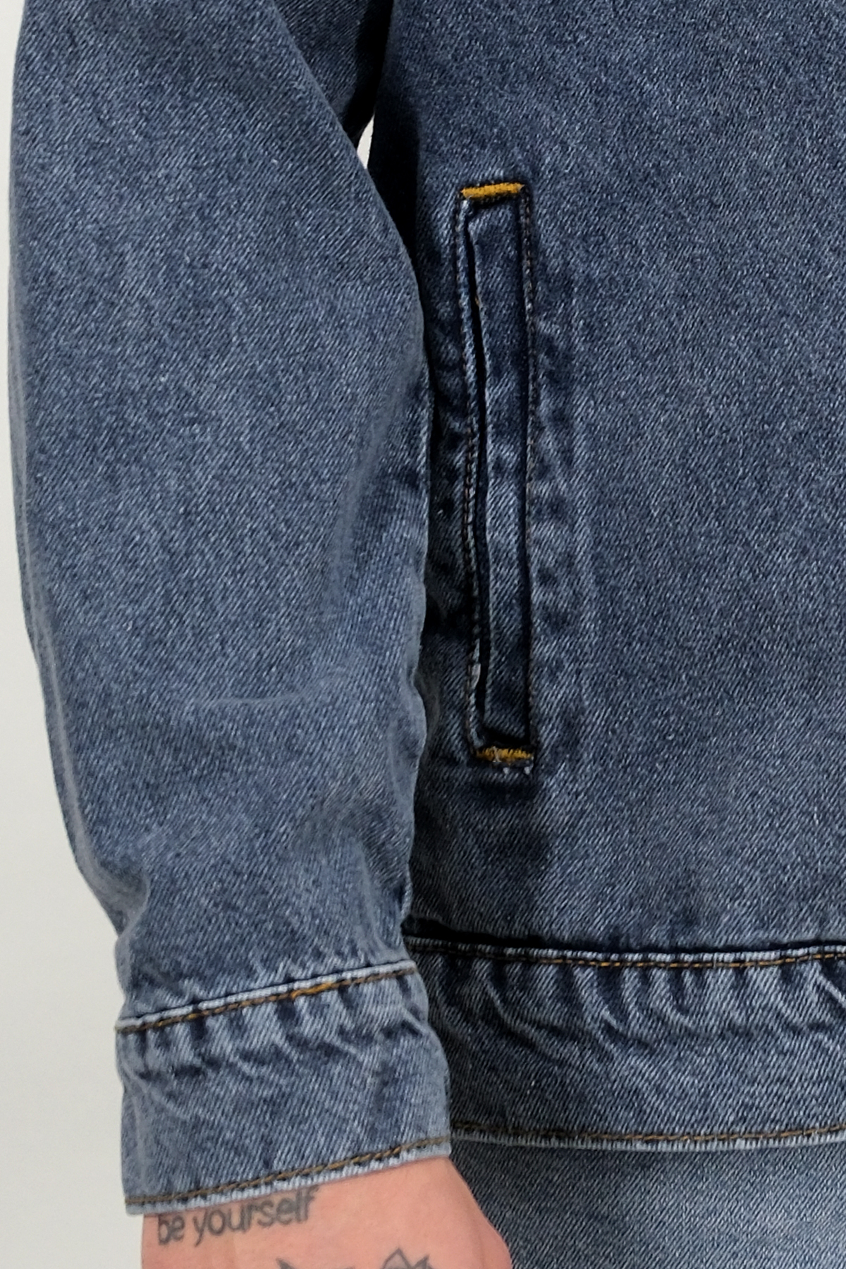 Souris  Erkek Lacivert Yıkamalı Kot Ceket Gömlek Yaka Kapaklı Çift Cep - Görsel 8