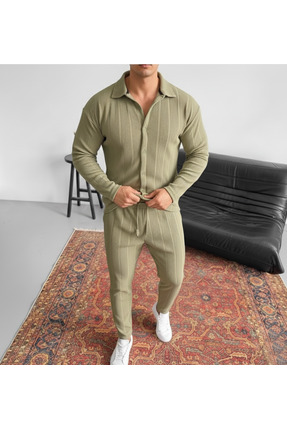 viperkombin Fitilli Gömlek ve Pantolon Alt Üst Takım Raporlu Ottoman Kumaş