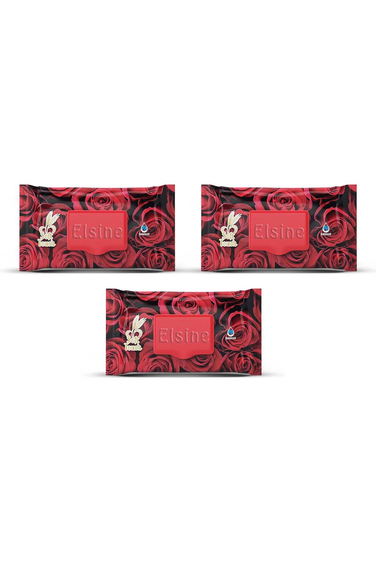 Elsine 3 Paket Red Rose Islak Havlu Mendil 90 Adet Kapaklı Gül Kokulu