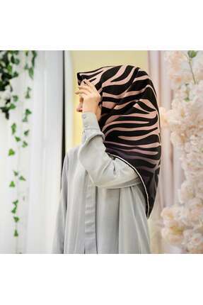 Vissona Siyah gold Zebra Desen Tivil İpek Eşarp-KVS0809