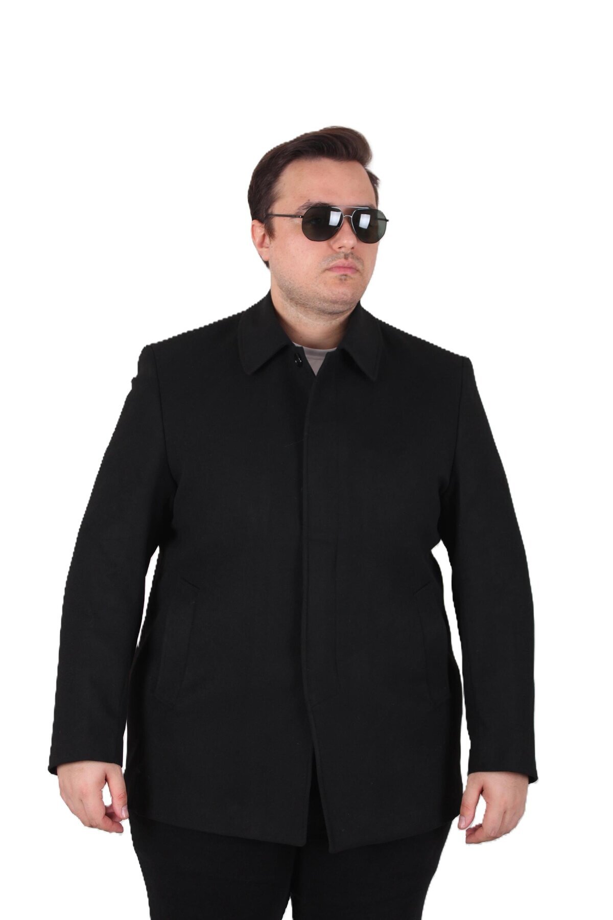 MocGrande Erkek Büyük Beden Kaşmir Kaban 103008 SIYAH