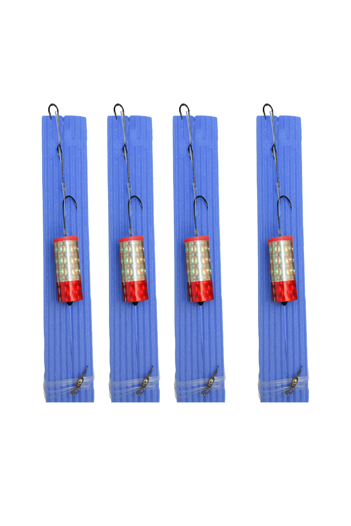 Megsaydin 3 İğneli - 4’lü Paket Lüfer Takımı | Hologramlı Silindir Yemli Lüfer - Çinekop Takımı