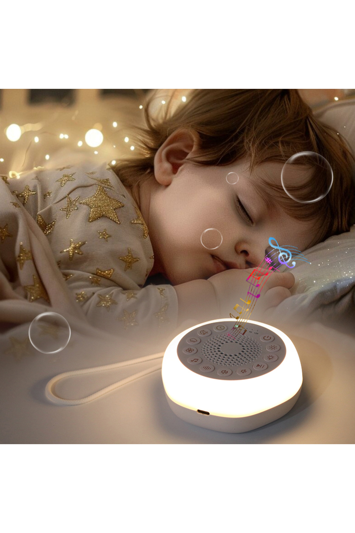 TOLMİN Store Beyaz Gürültü Cihazı | Bebek Uyku Arkadaşı | Sesli Ve Işıklı Bebek Gece Lambası | Pışpış Ve Ninnili|