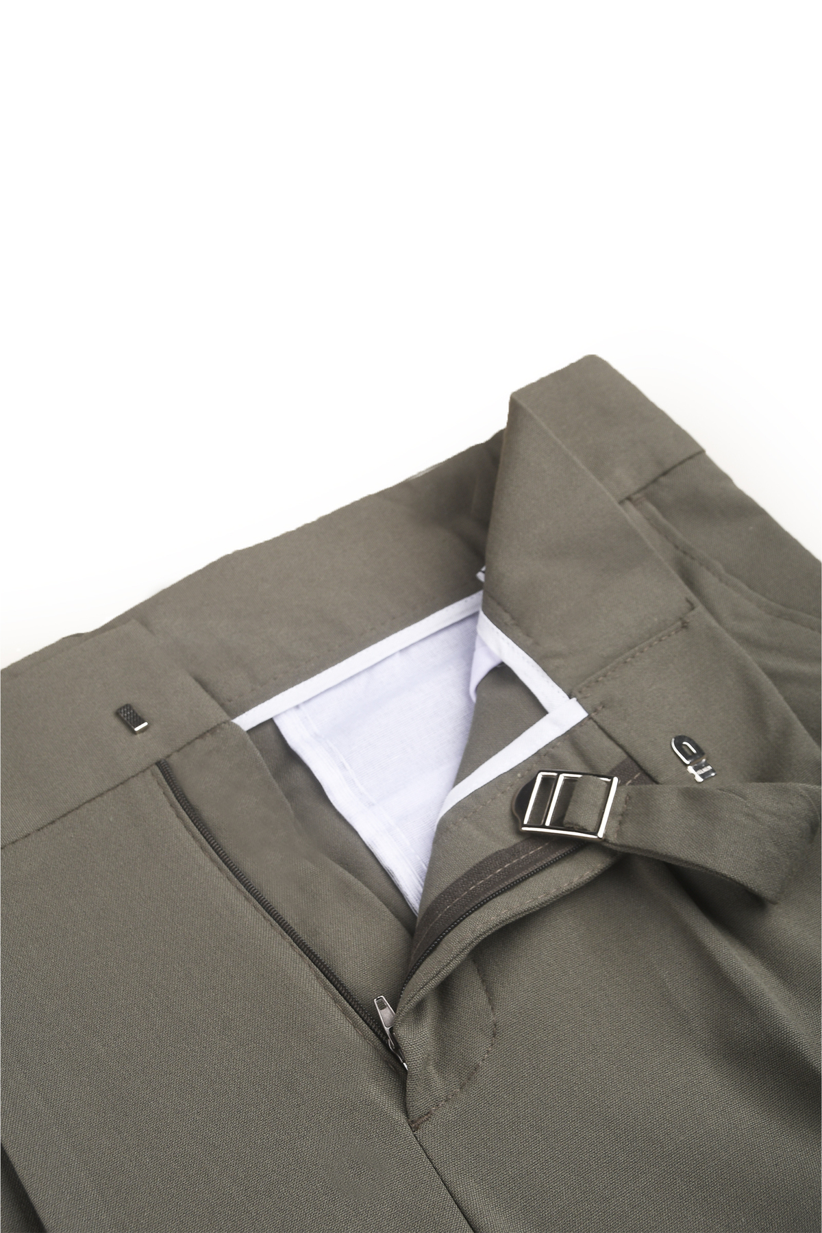 DeepSea  Erkek Haki Likralı İtalyan Kesim Pileli Kemer Tokalı Şık Kumaş Pantolon 2601020 - Görsel 7