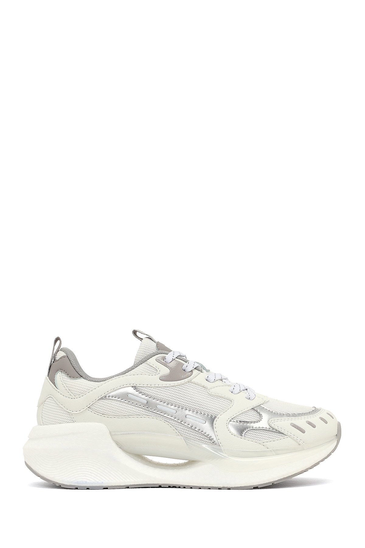 کفش کتانی زنانه نقره‌ای بنددار Studio مدل Chunky Sneaker 25AFD435114 Derimod