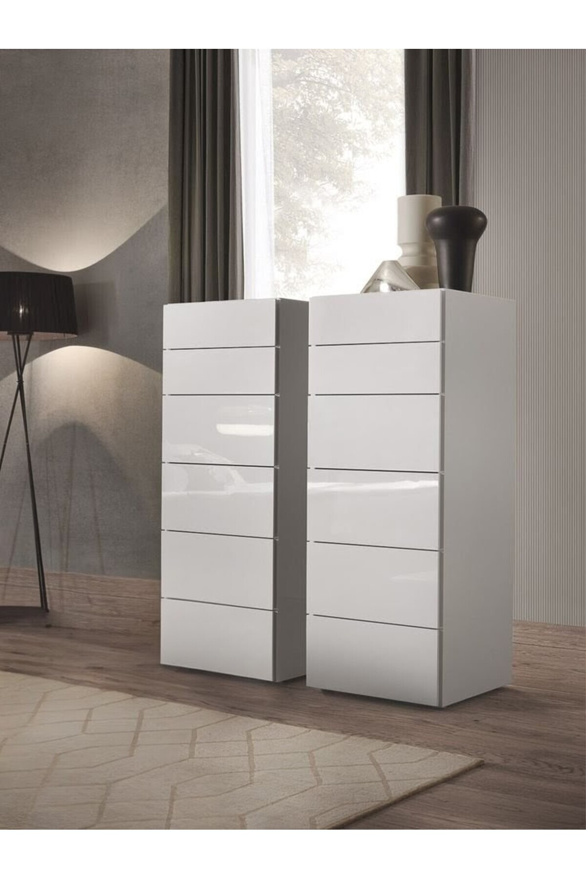 LUXURY VİLLA LUXURY 2 ADET 6 ÇEKMECELİ ŞİFONYER EN 40CM DERİNLİK 45CM YÜKSEKLİK 130CM