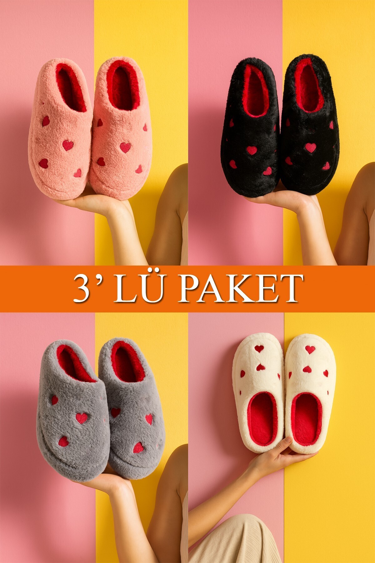 Moda Frato 3'lü Paket ELEGANT Kapalı Kadın Terlik Ev Terliği