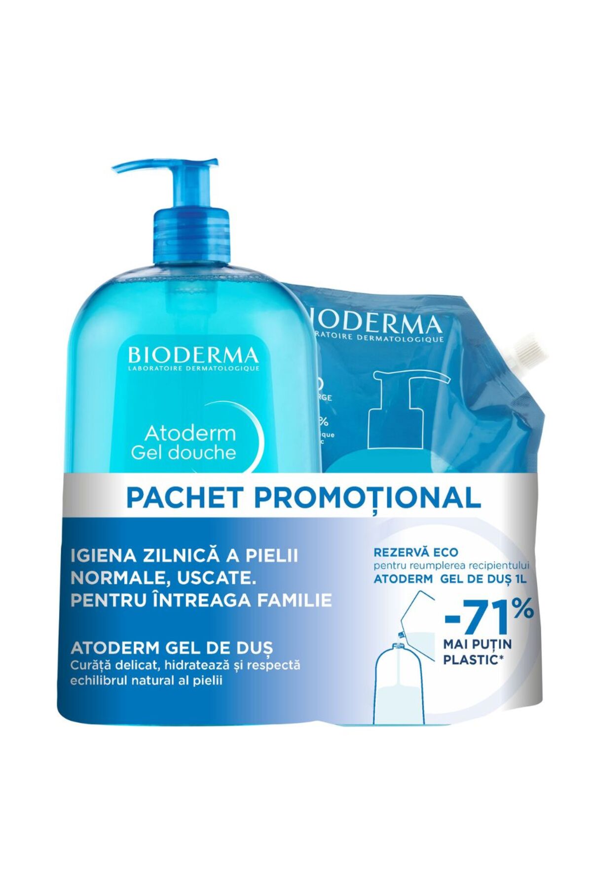 Bioderma Atoderm Αφρόλουτρο και Ανταλλακτικό, 2 x 1000 ml,