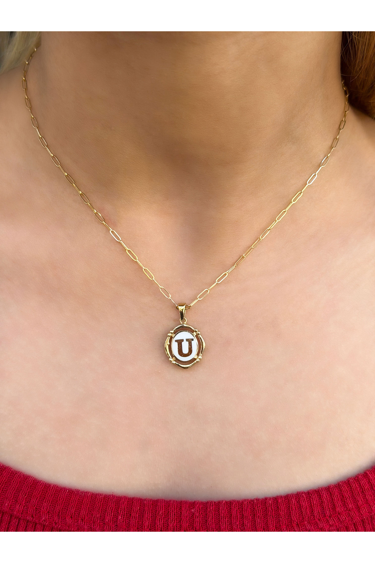 UZUNDAĞ KUYUMCULUK 14 Ayar Retro U Harfi Kolye