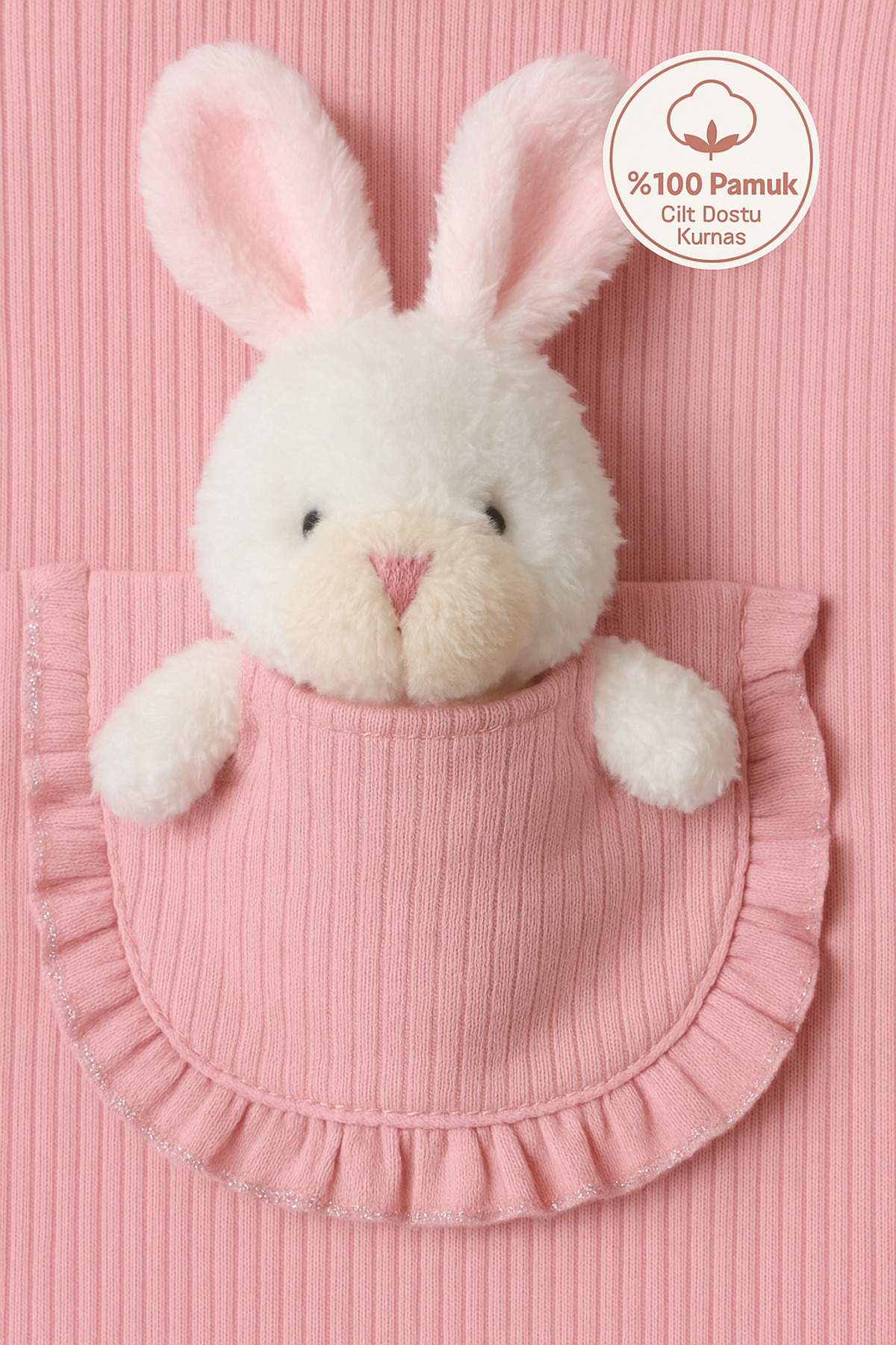 MYZİ STORE %100 Pamuk Cilt Dostu KIZ Bebek Tulum Seti – Ayıcık Cepli, İç Bodyli fotoğrafı 3 (önizleme)