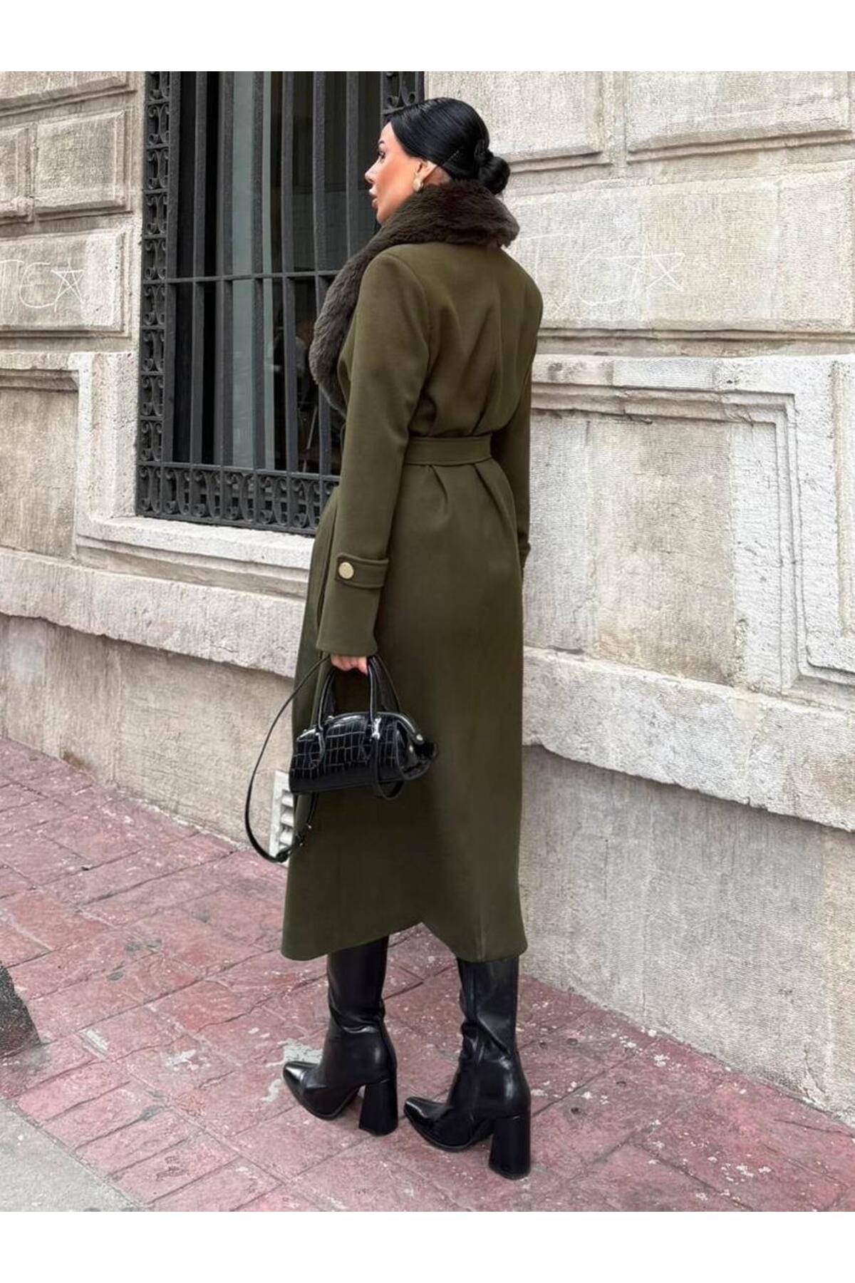 ZARİFTREND  Brenda Kürk Yaka Kaşe Kaban - Görsel 2